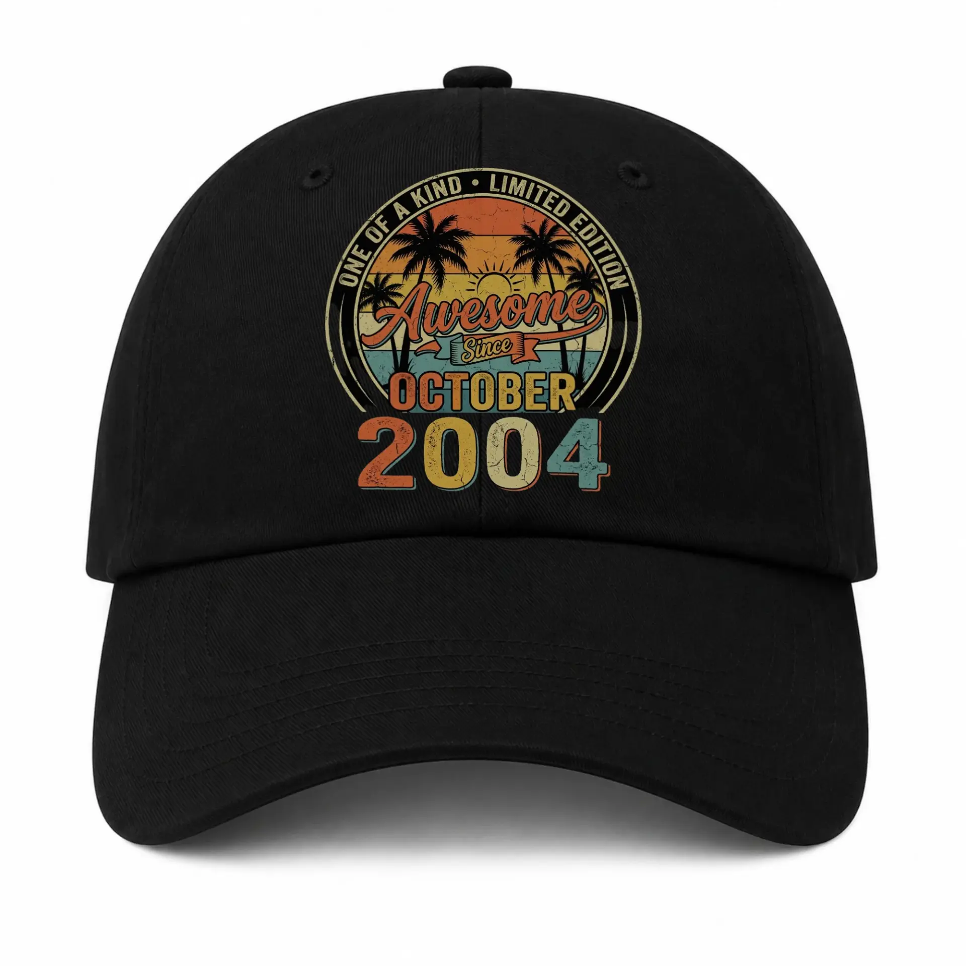 Baseball Cap Awesome Since October 2004 Vintage Retro Sunset Design Hat