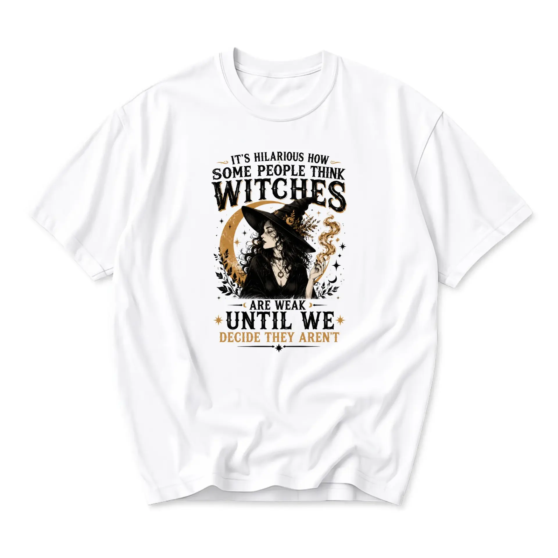 Funny Shirt Witch Graphic Tee Casual Short Sleeve Crew Neck Cotton Blend Top for Witchcraft Enthusiasts and Occult Fans