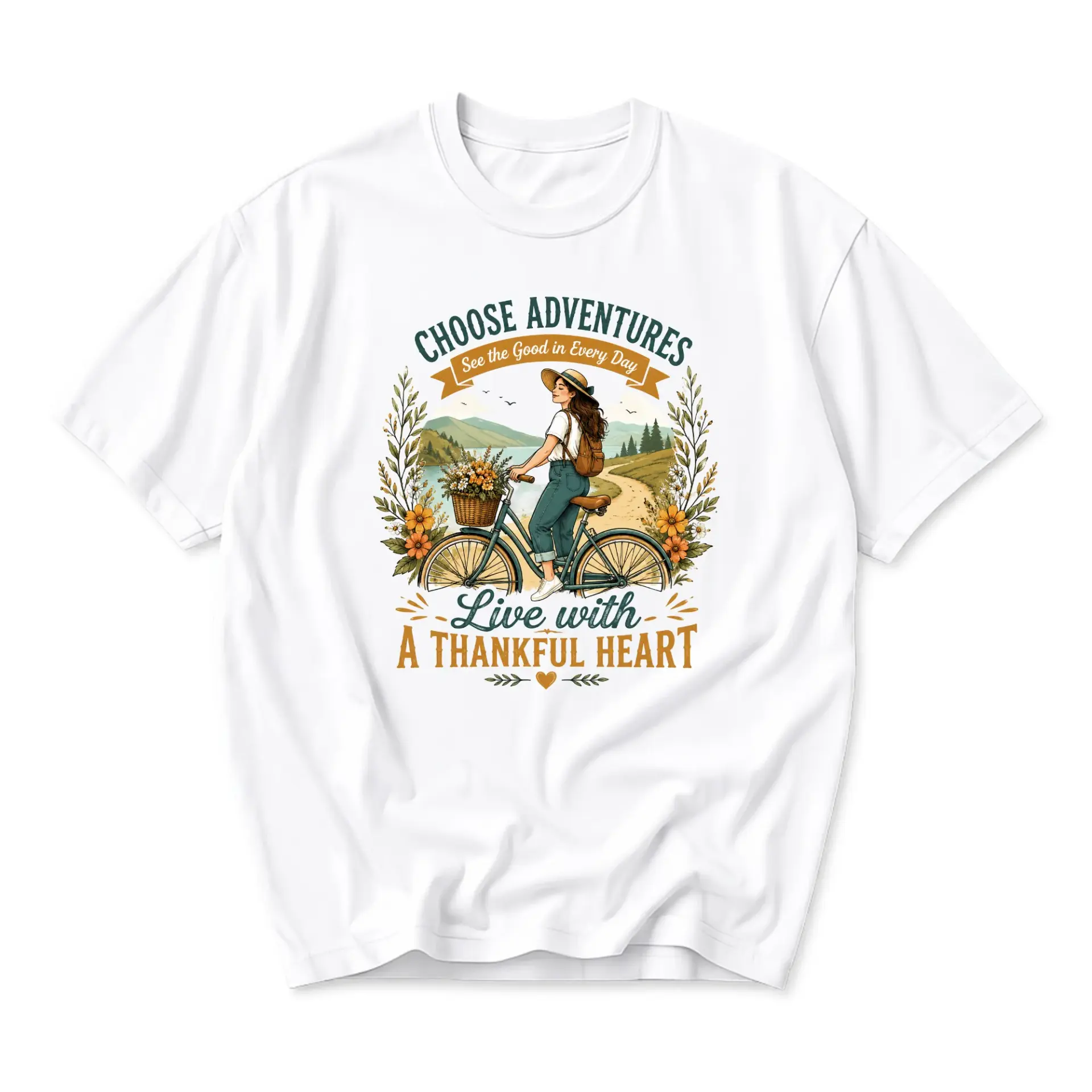 Graphic Tee Choose Adventures Nature Biking Design Unisex Casual Crew Neck Comfortable Cotton Blend Shirt Top