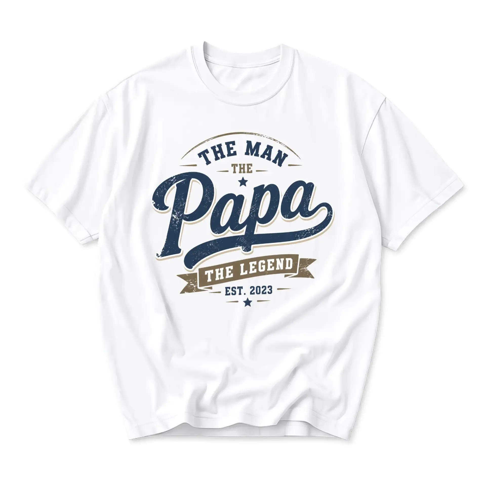 T-shirt Unisex Graphic Printed Tee the Man the Papa the Legend Established 2023 Vintage Style Short Sleeve Crew Neck