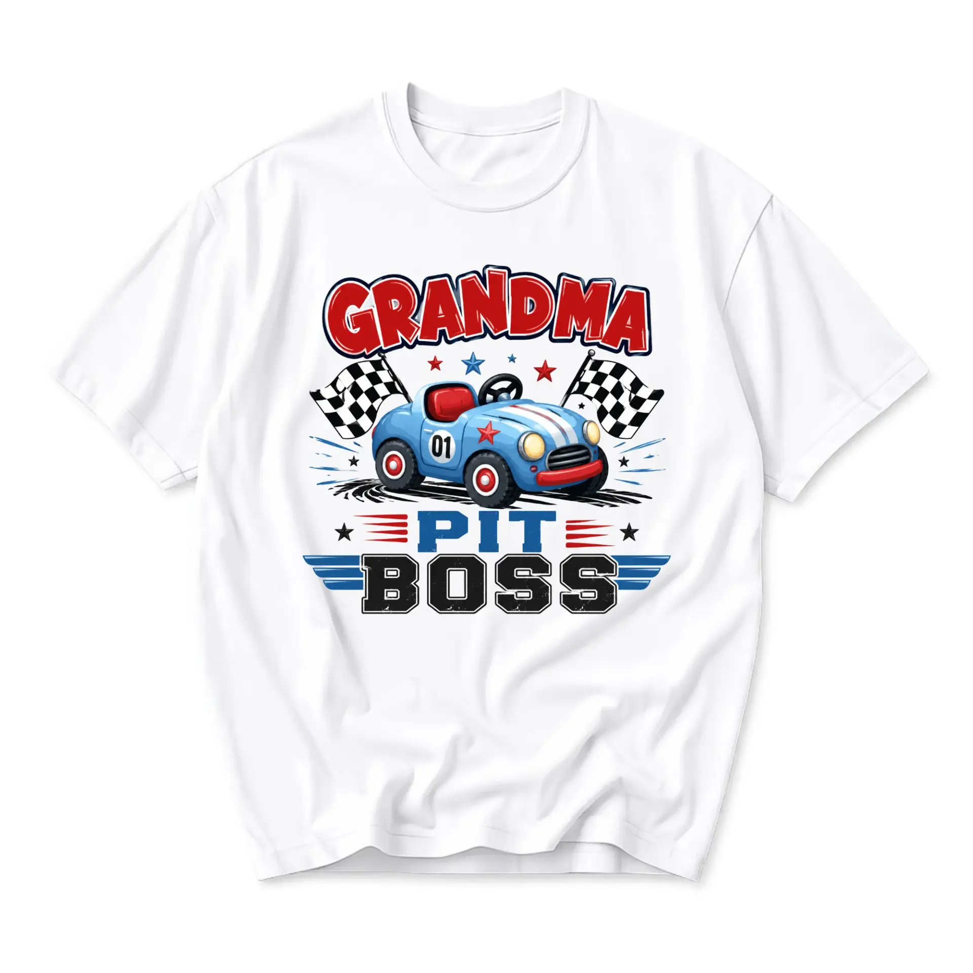 Graphic Tee Grandma Pit Boss Race Car Unisex Crew Neck T-Shirt Comfortable Casual Everyday Wear Apparel Shirt Top