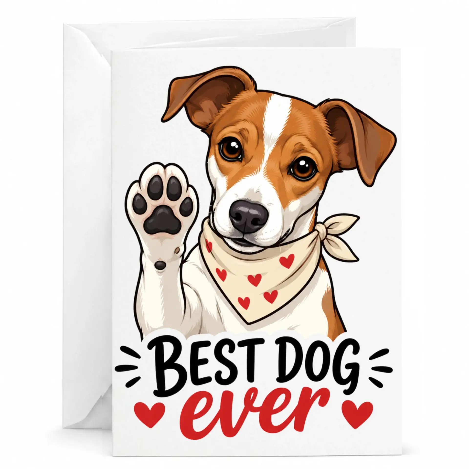 Greeting Card with Cute Waving Puppy Illustration Best Dog Ever Design for Pet Lovers and Special Occasions