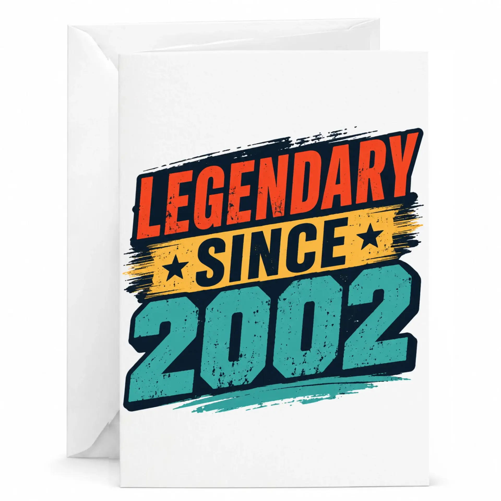 Greeting Card Legendary Since 2002 Vintage Style Birthday Celebration Note with Included White Envelope for Friends