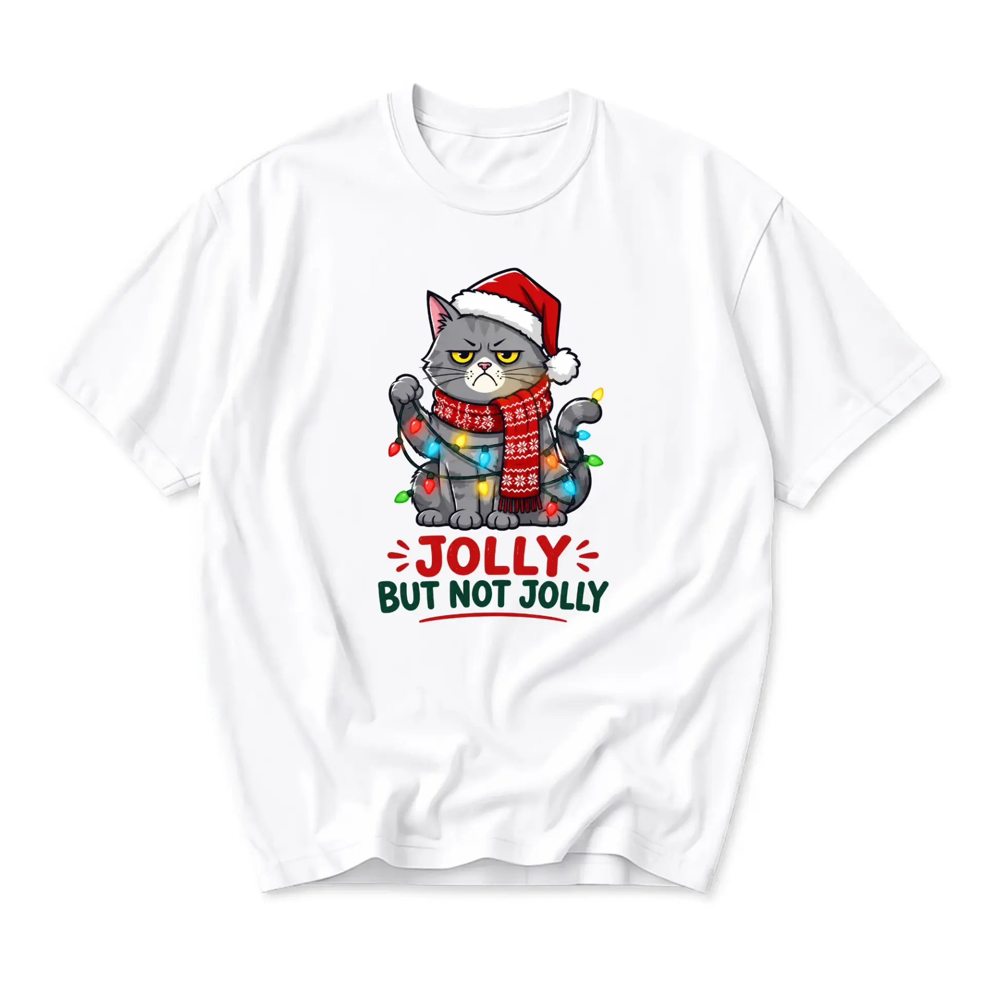 Funny Shirt Jolly but Not Graphic Tee Holiday Season Unisex Crew Neck Short