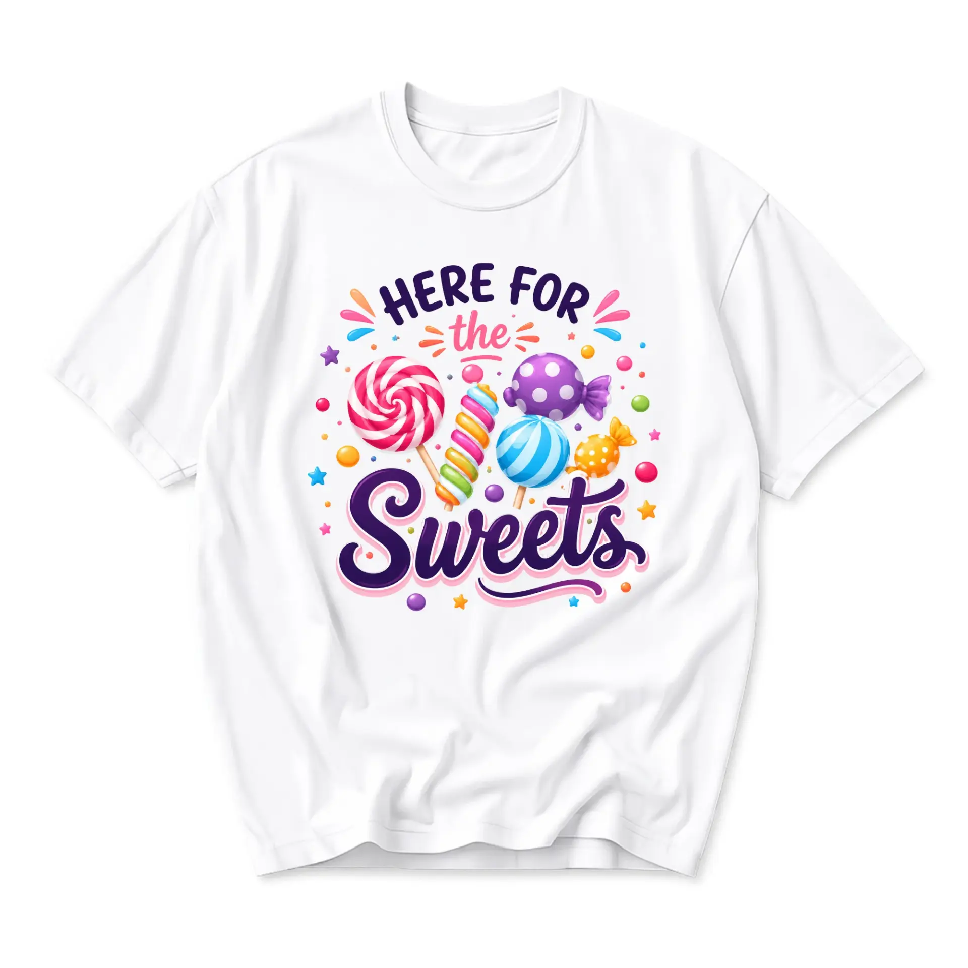 T-shirt Here for the Sweets Graphic Tee Unisex Cotton Blend Casual Crew Neck Top for Everyday Wear and Fun Expression
