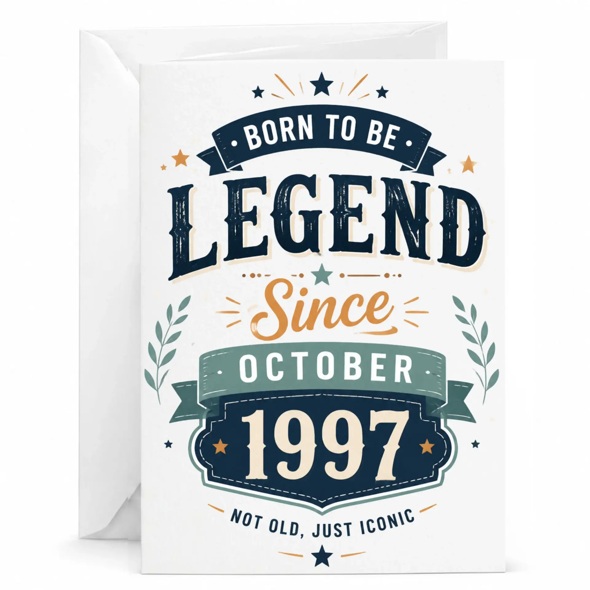 Birthday Card Born to Be Legend Since October 1997 Funny Iconic Milestone Greeting Card for Birthday Celebrations