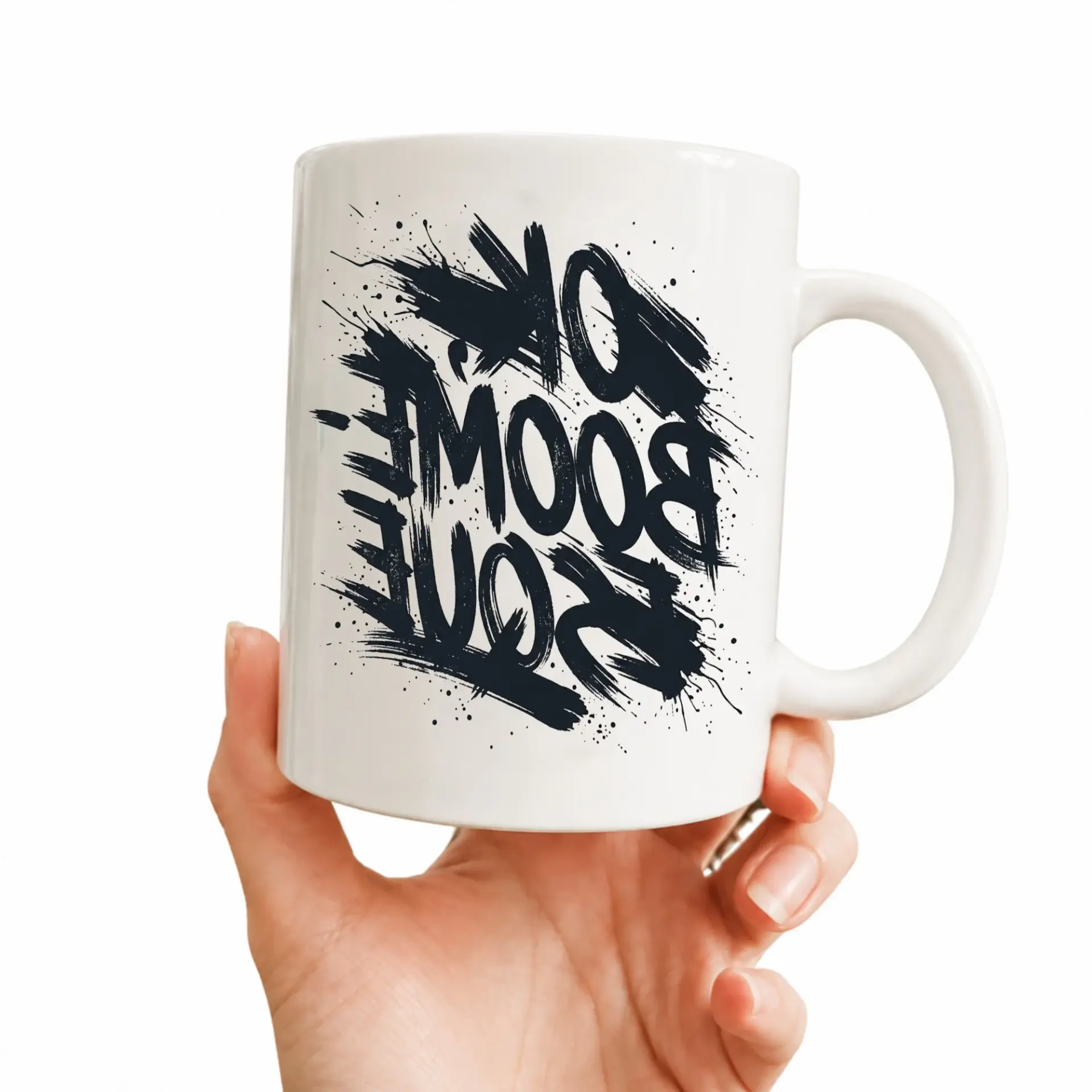 Funny Sarcastic Typography Coffee Mug with Blue Accent Handle and Bold Brush Stroke Text Style for Morning Drinks