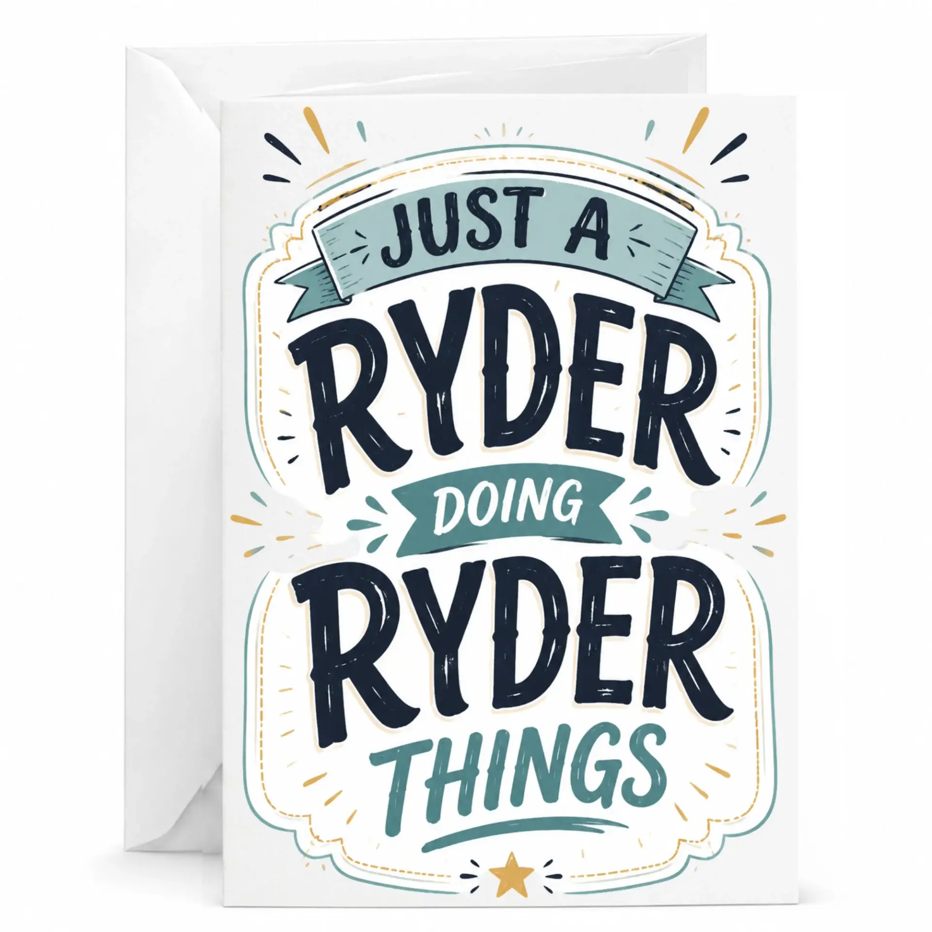 Funny Greeting Card Ryder Doing Ryder Things Personalized Message Stationery for Birthdays and Celebrations