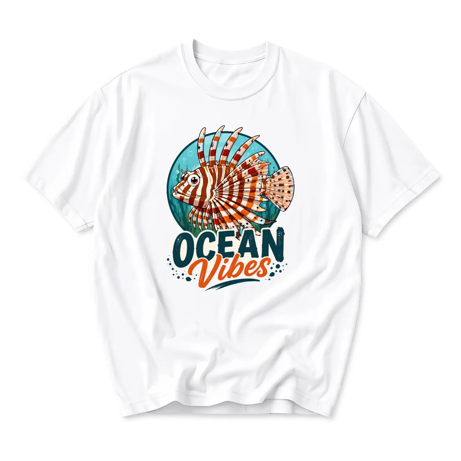 T-shirt Ocean Lionfish Graphic Tee Casual Summer Cotton Top for Men and Women Nautical Marine Life Apparel