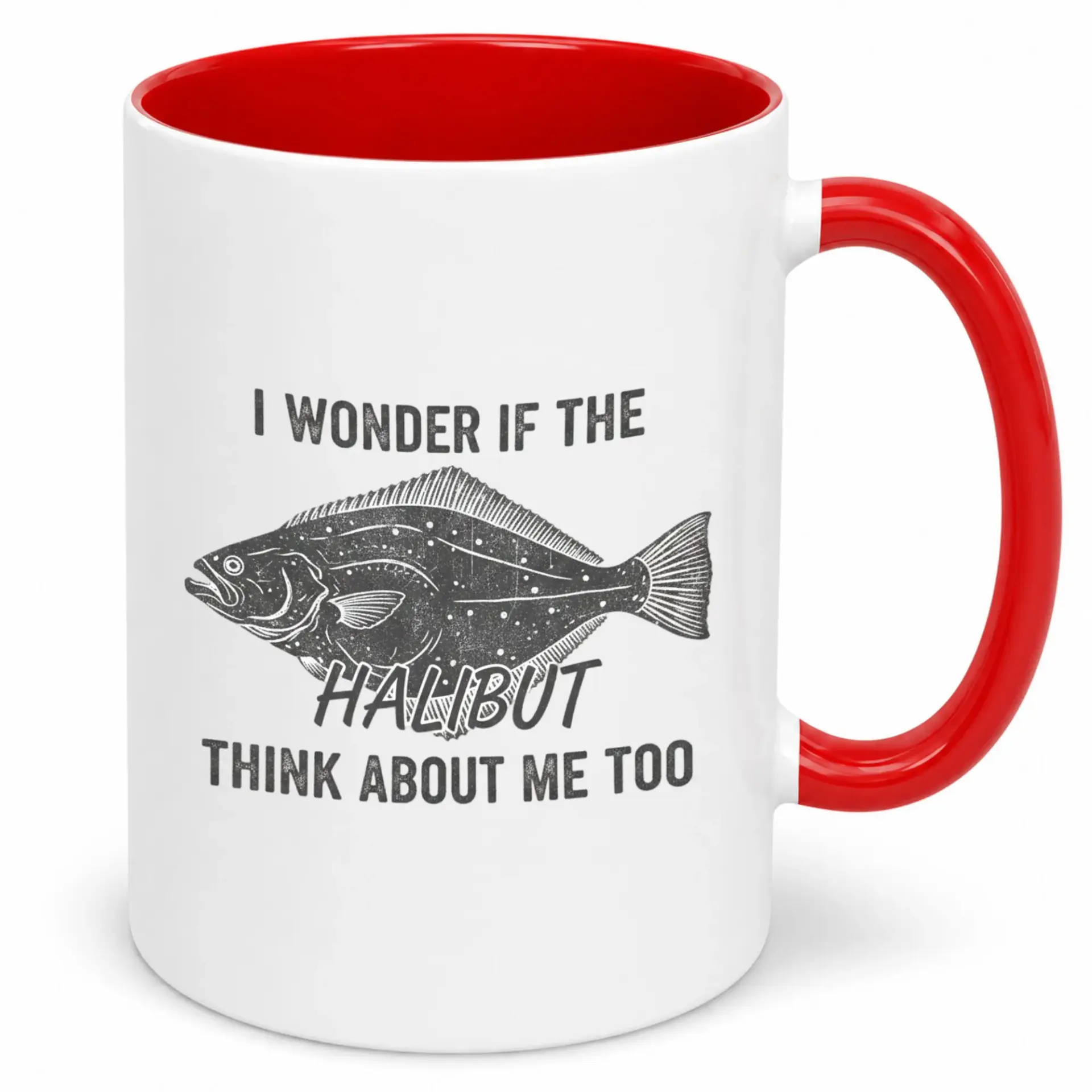 Funny Halibut Fishing Enthusiast Ceramic Coffee Mug, Humorous Fish Design Drinkware for Fisherman, Office, Home Kitchen, and Gifts