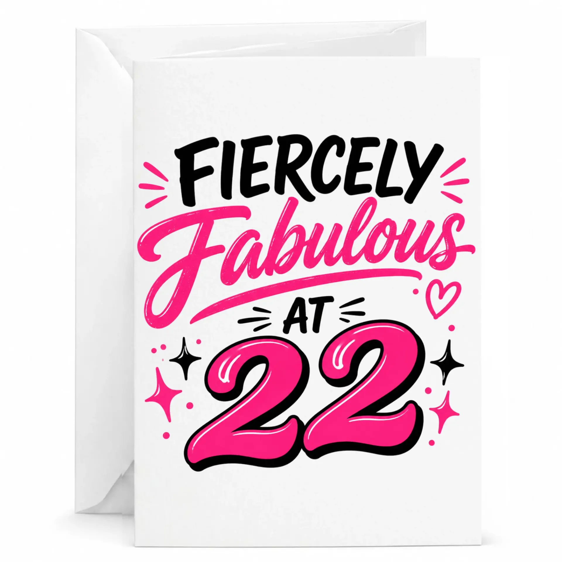 Birthday Card Fiercely Fabulous at 22 Funny Milestone Greeting Card with Matching White Envelope for Twenty Second Birthday