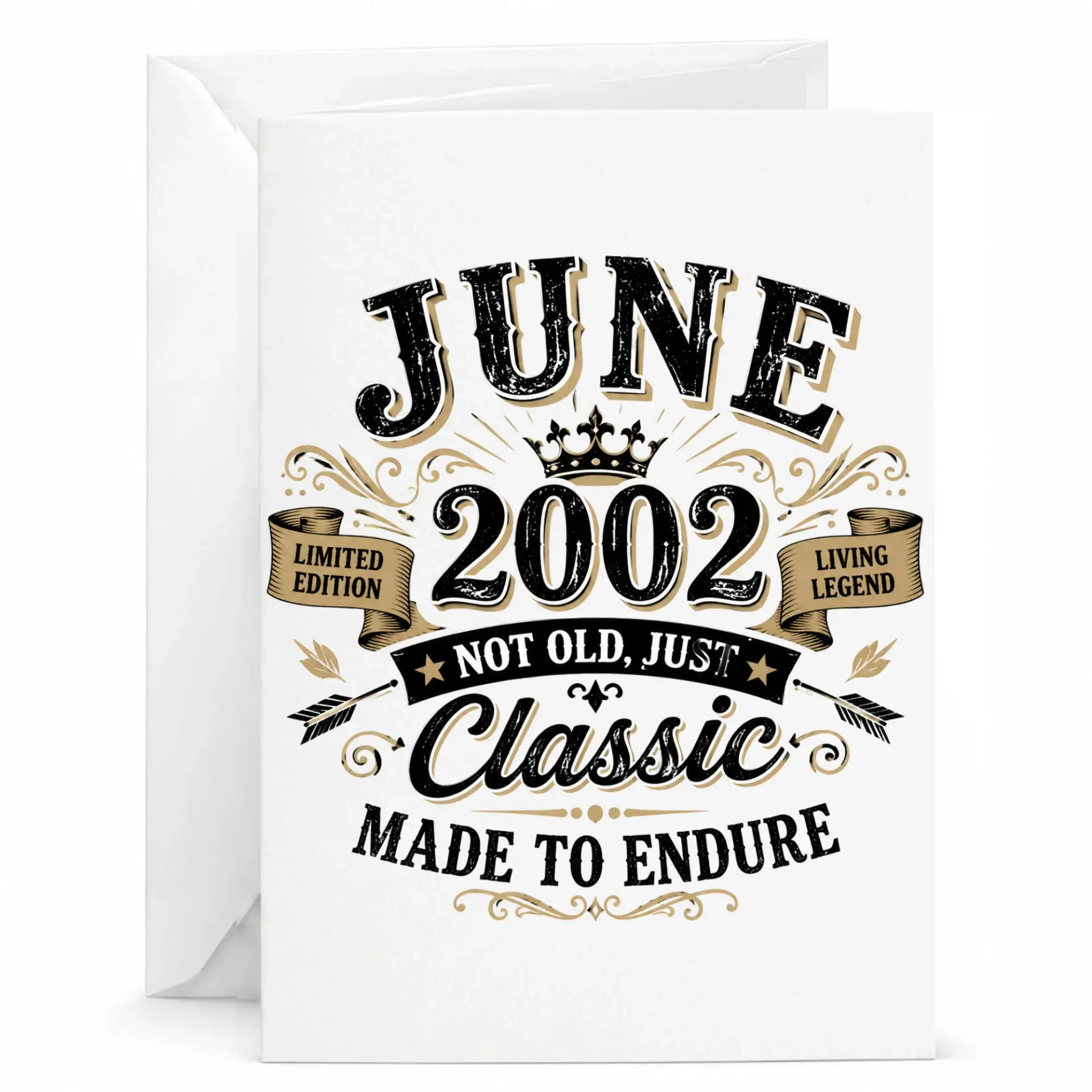 Funny Birthday Card for June 2002 Birthdays Vintage Style Classic Made to Endure Greeting Card with Included Envelope