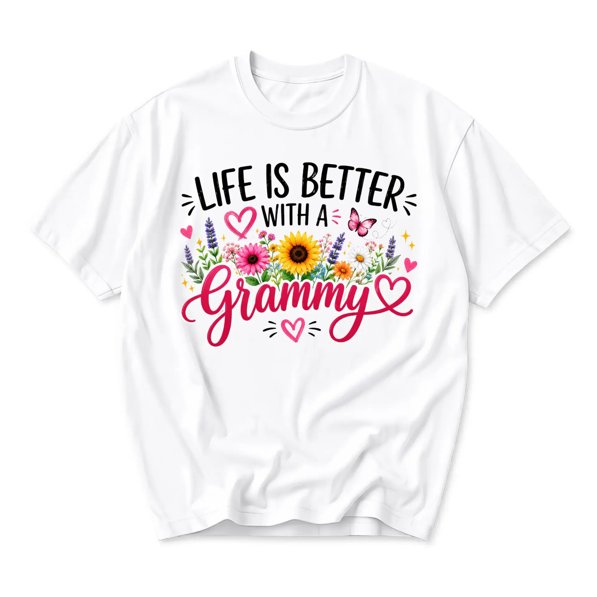 Graphic Tee Life Is Better with a Floral Butterfly Print Casual Unisex Crew