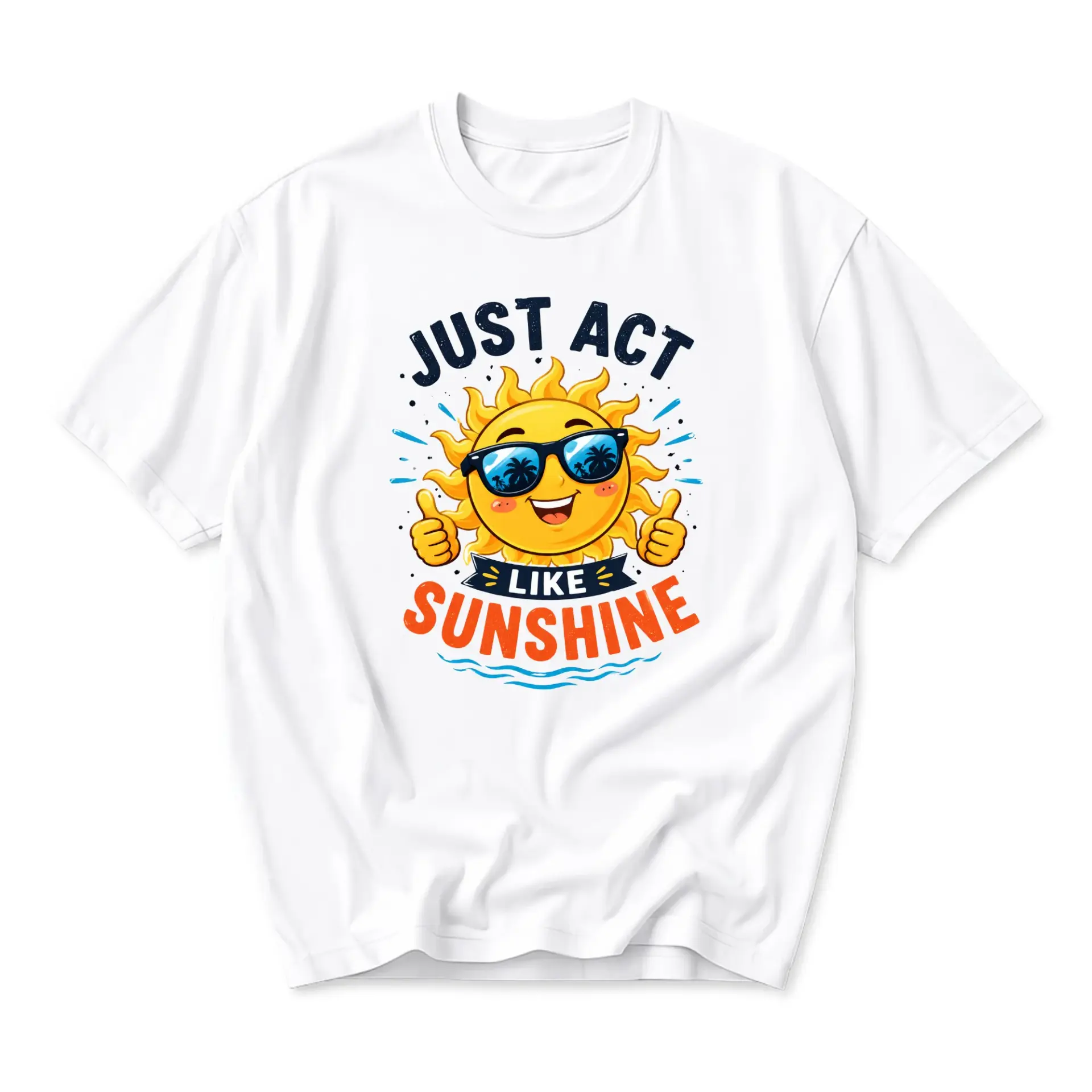 Funny Shirt Just Act Like Sunshine Graphic Printed Unisex T-Shirt Casual Crew Neck Soft Cotton Tee for Everyday Wear