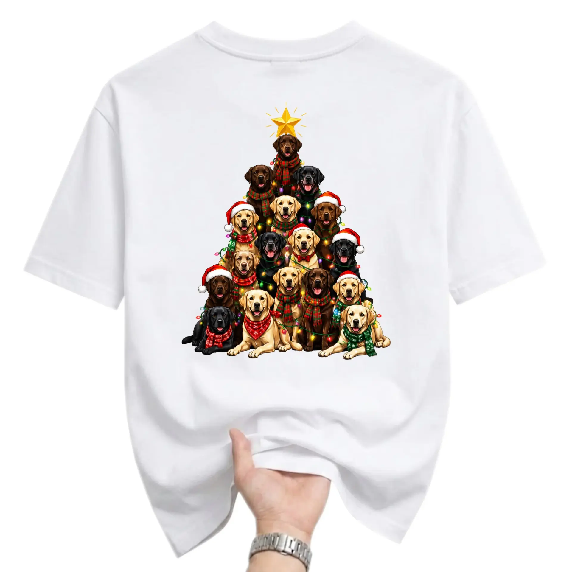 Graphic Tee Christmas Tree Labrador Retriever Dog Shirt Cute Holiday