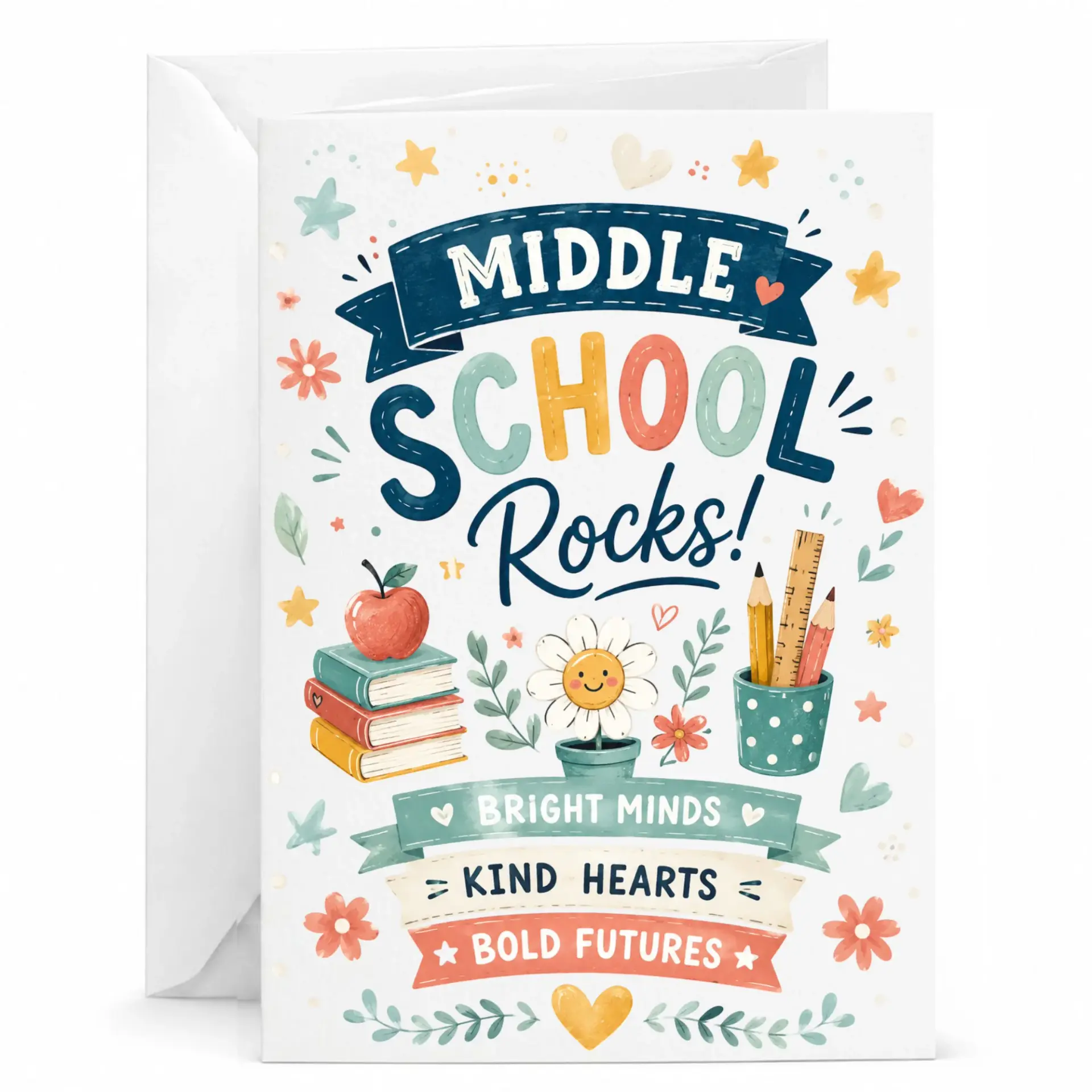 Encouraging Greeting Card Rocks Featuring Whimsical Illustrations and Uplifting Messages for Students