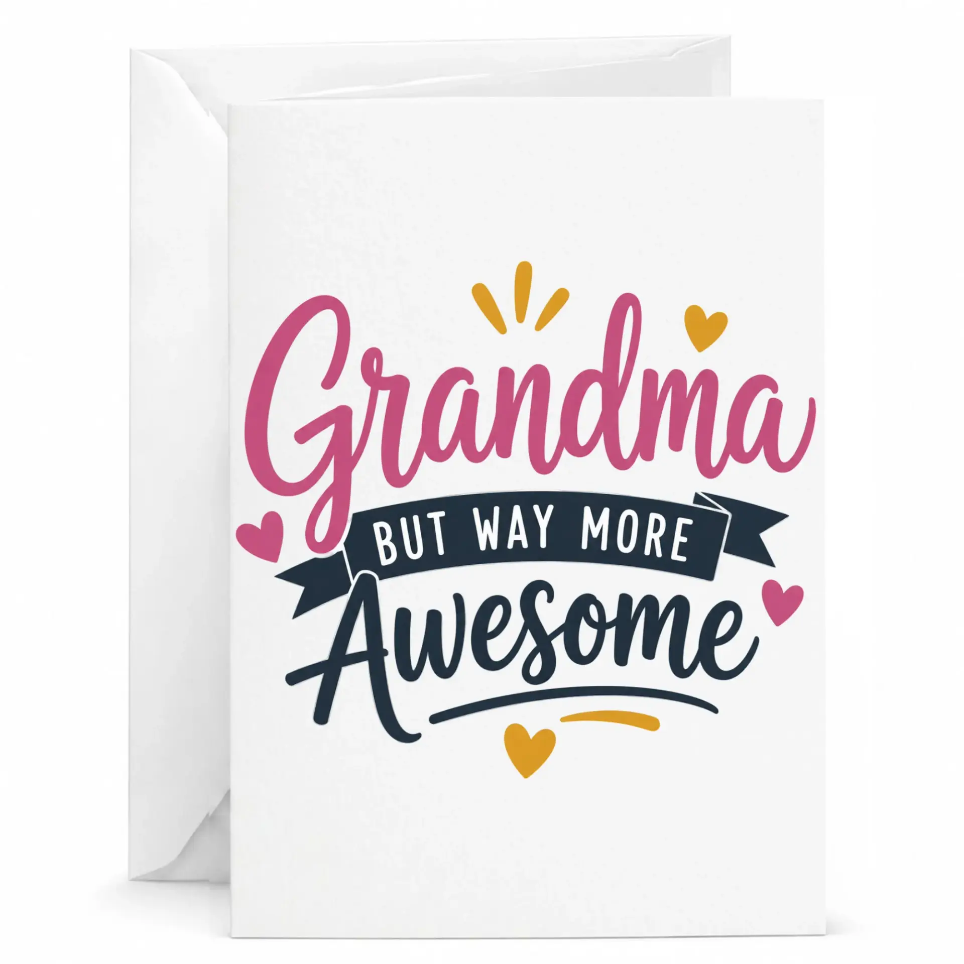 Funny Grandma Greeting Card with Envelope, Whimsical Typography Design for Thoughtful Personal Message Card