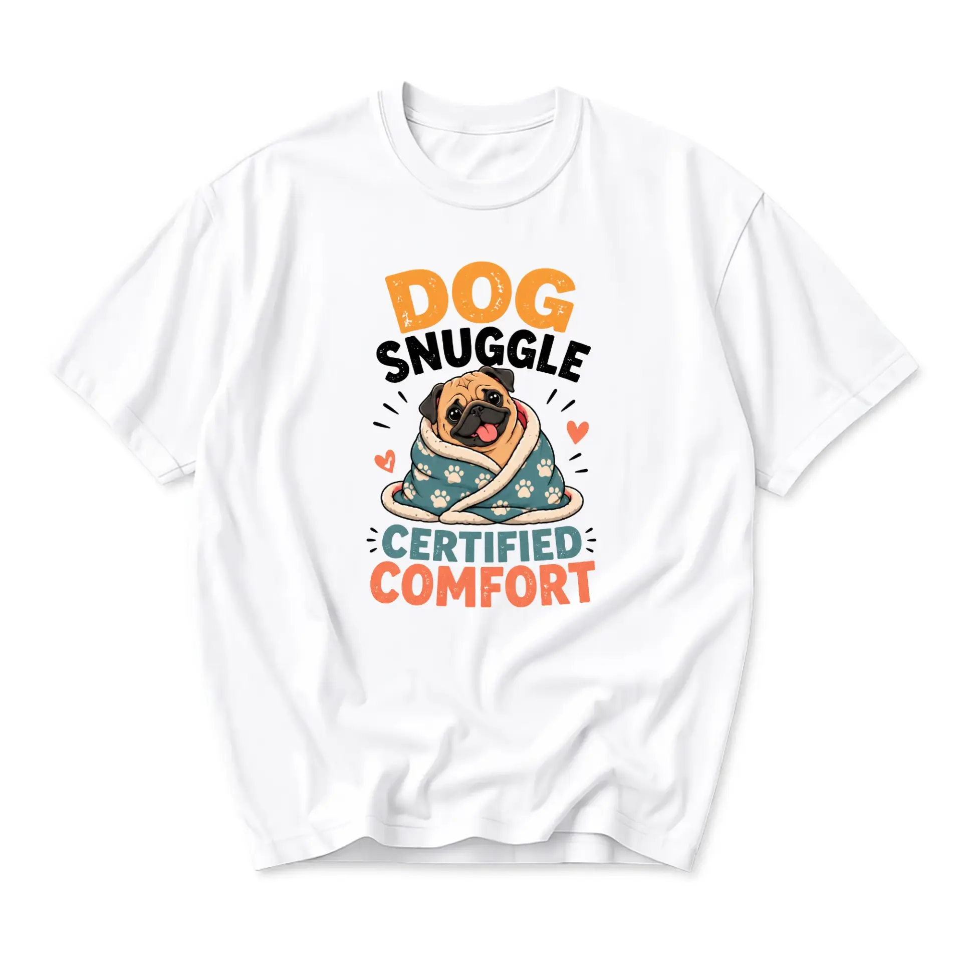Funny Shirt Dog Snuggle Certified Comfort Graphic Tee Unisex Casual Crew
