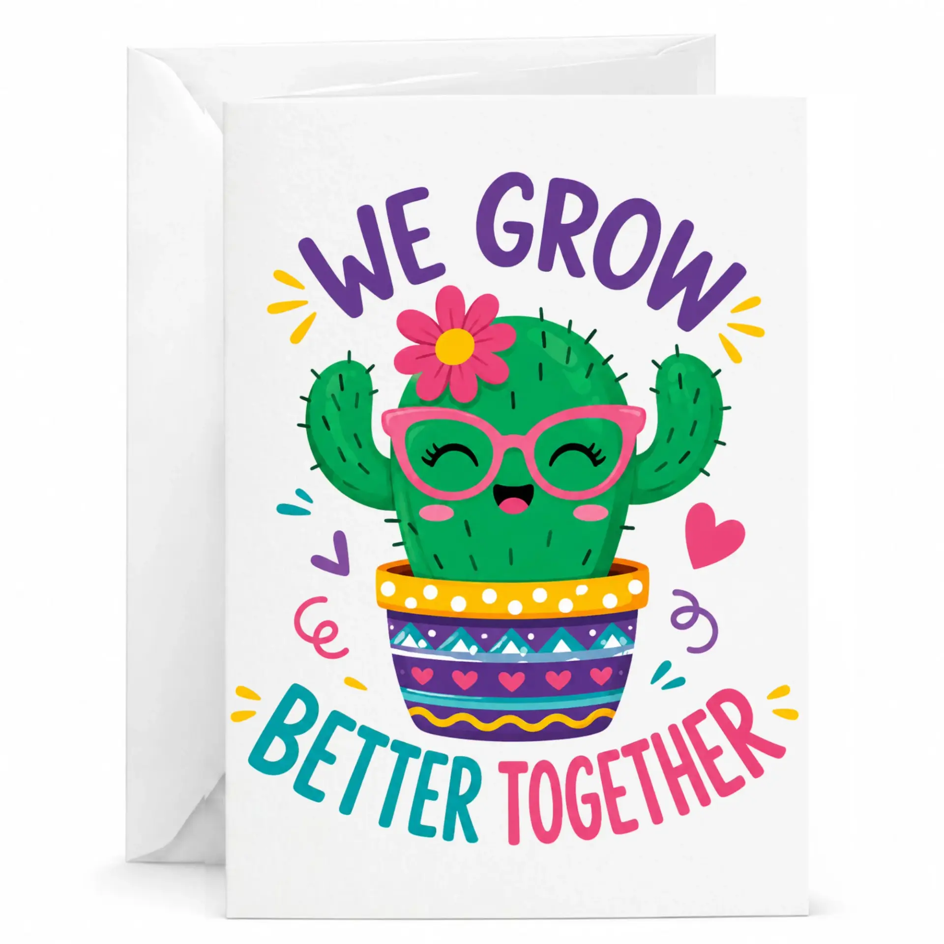 Funny Greeting Card We Cute Design for Anniversary or Encouragement 5x7 Inches
