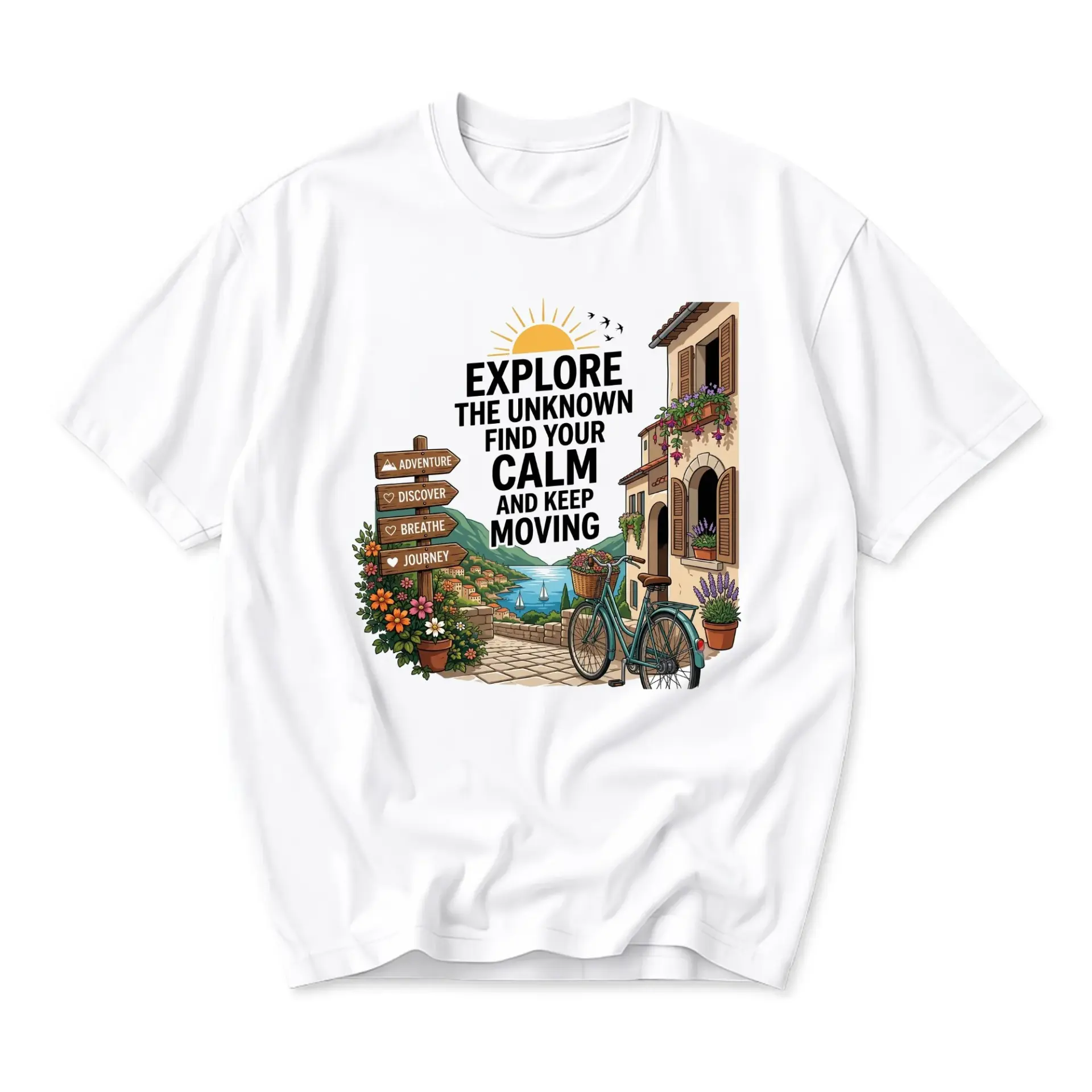 Graphic Tee Explore the Unknown Find Your Calm Nature Inspired Unisex Crew Neck Short Sleeve Casual Cotton Blend Shirt