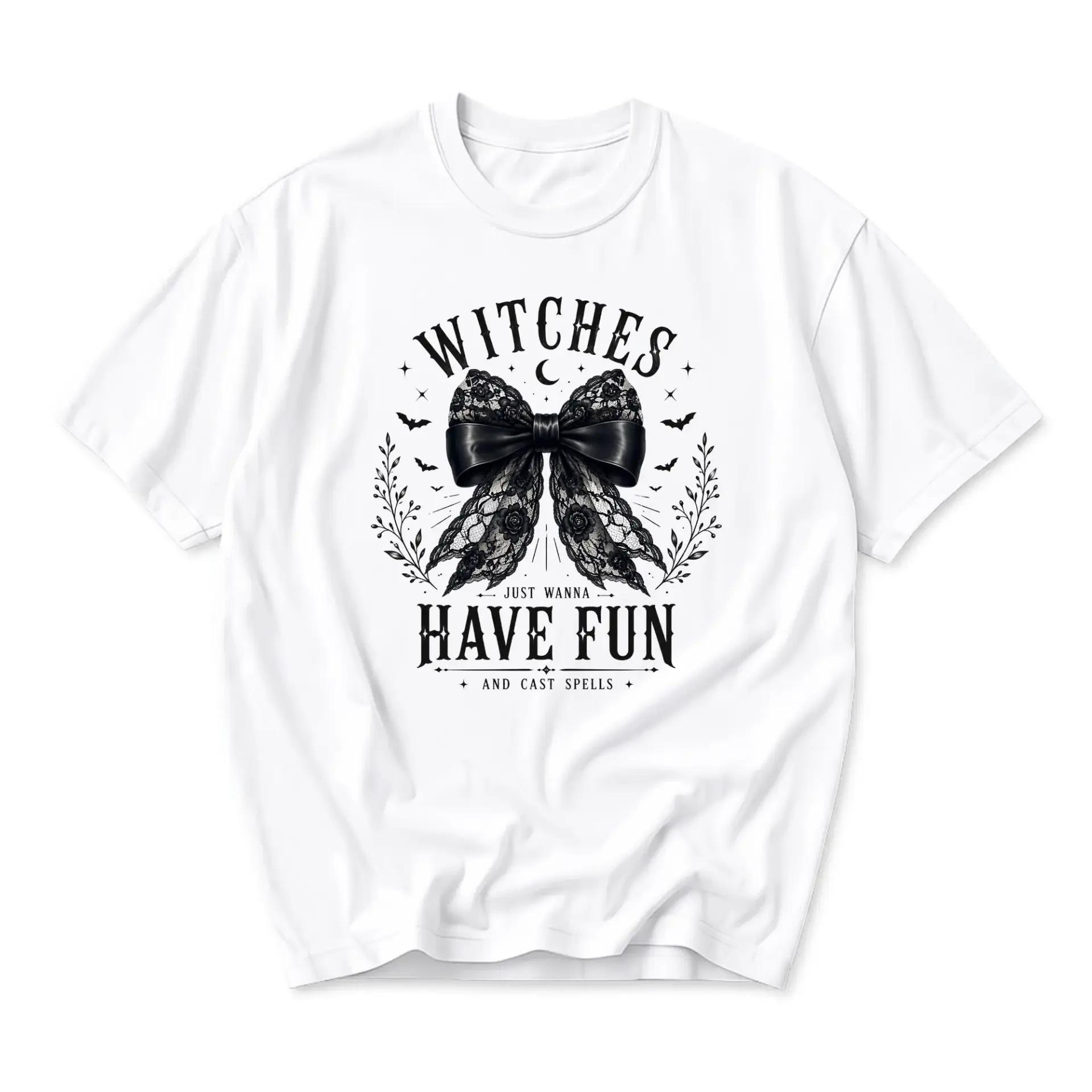 Graphic Tee Witches Just Wanna Have Fun and Cast Spells Print Unisex Crew Neck Casual Short Sleeve Summer Shirt