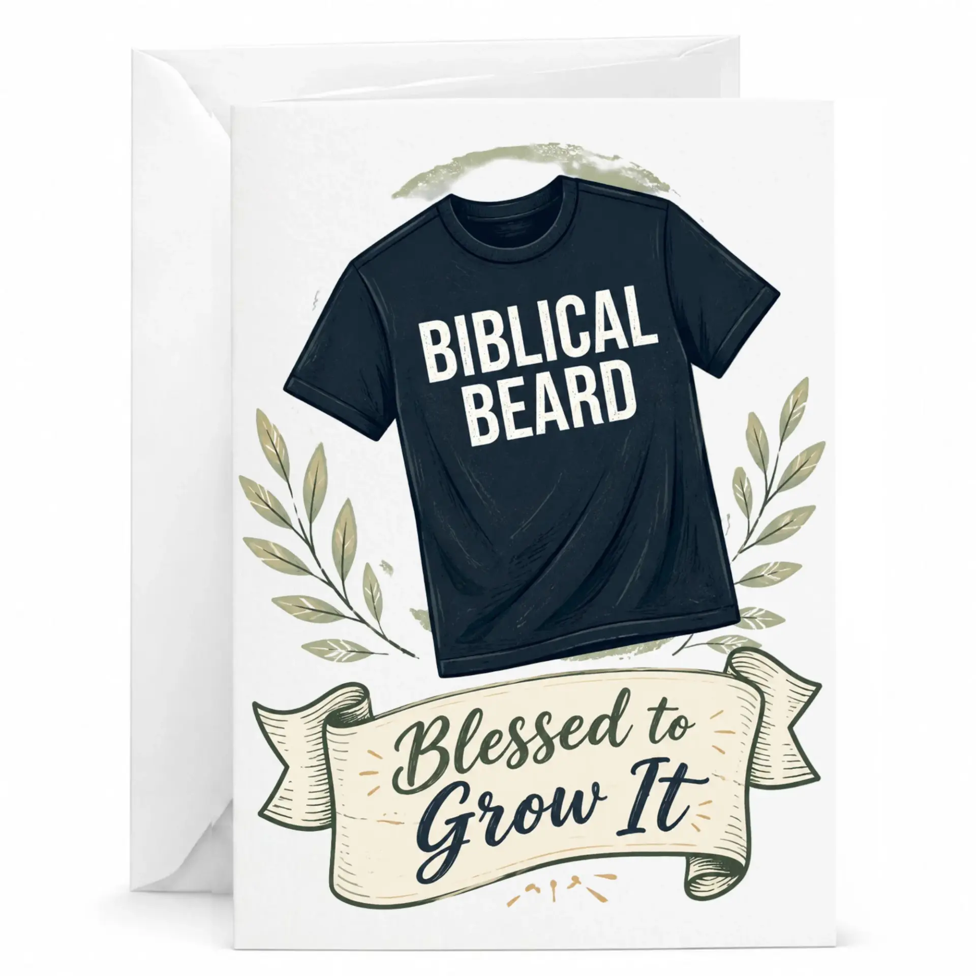Funny Greeting Card Biblical Beard to It Illustration Featuring Graphic T-Shirt Design for Him or Her