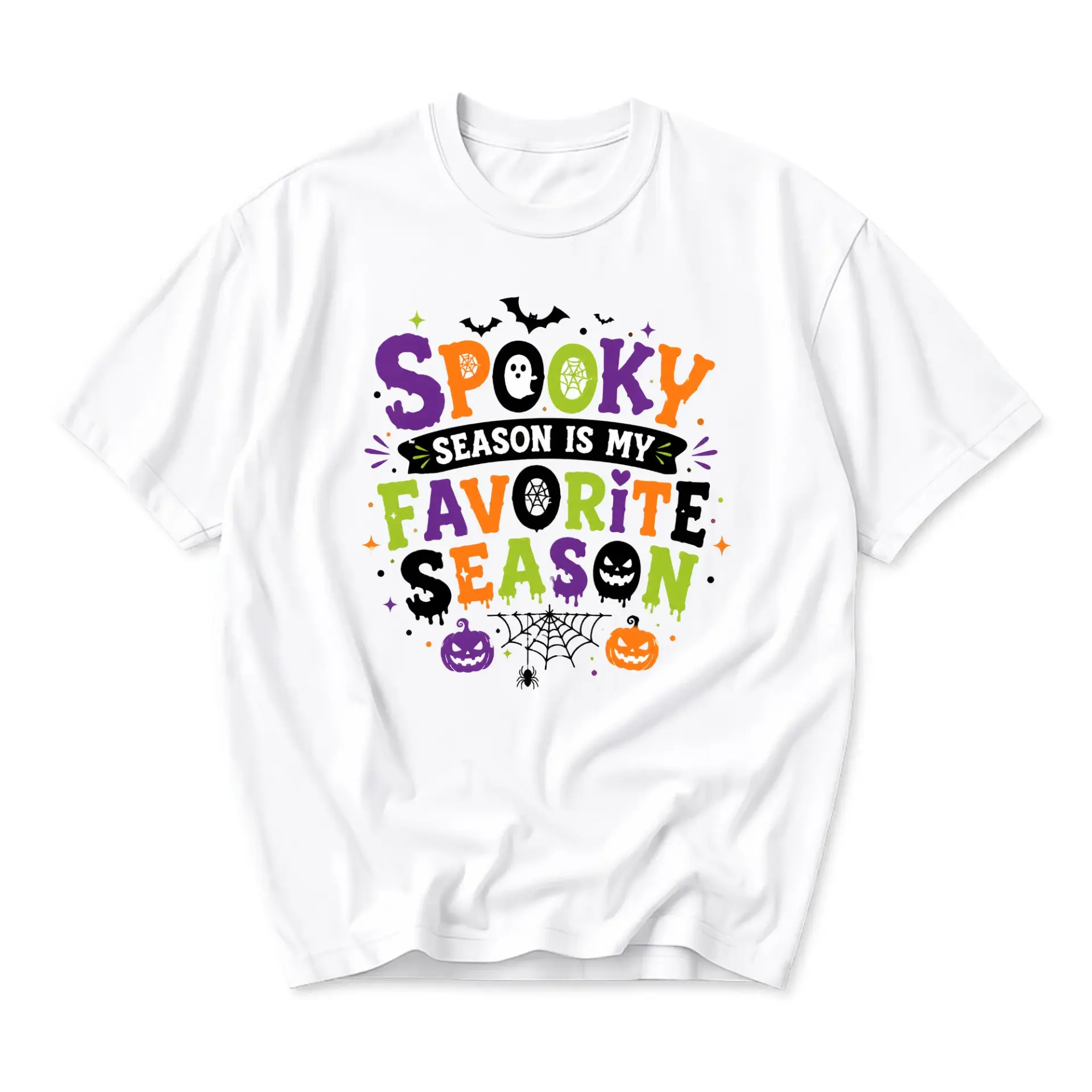 Funny Shirt Spooky Season Is My Favorite Season Graphic Tee for Halloween Enthusiasts Unisex Cotton Crew Neck Top