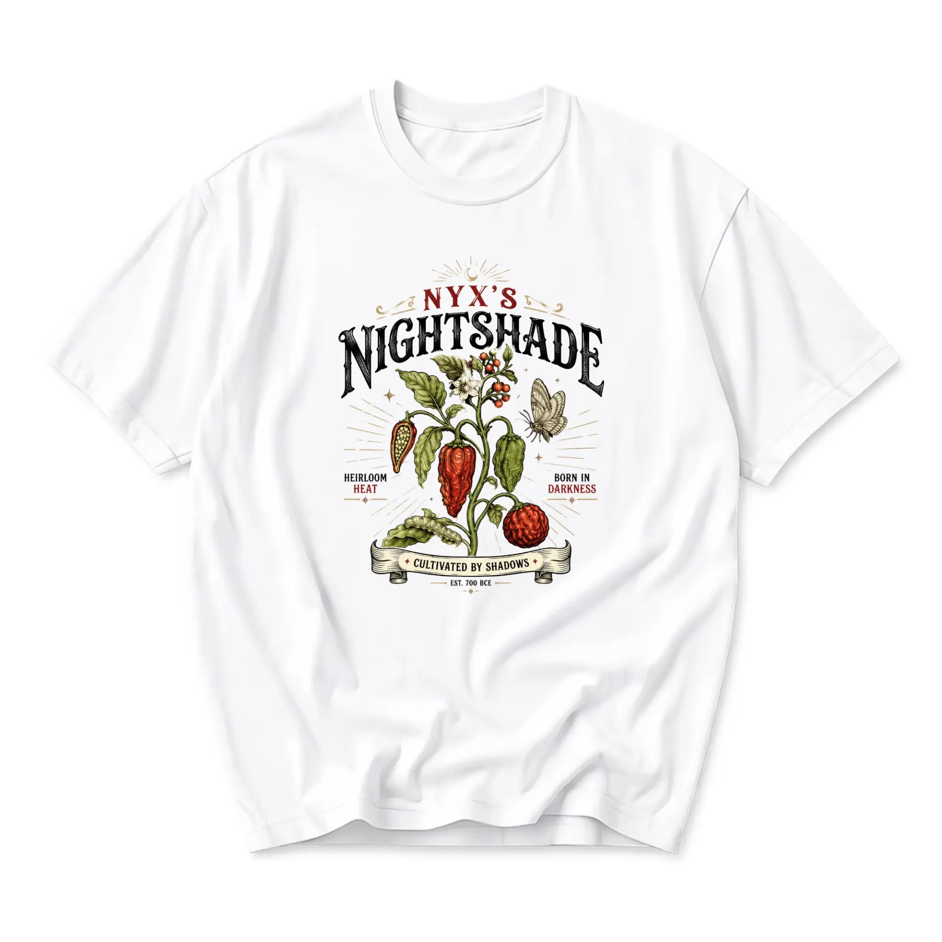 Graphic Tee Nightshade Botanical Illustration Unisex Crew Neck Short Sleeve Casual Cotton Blend Apparel