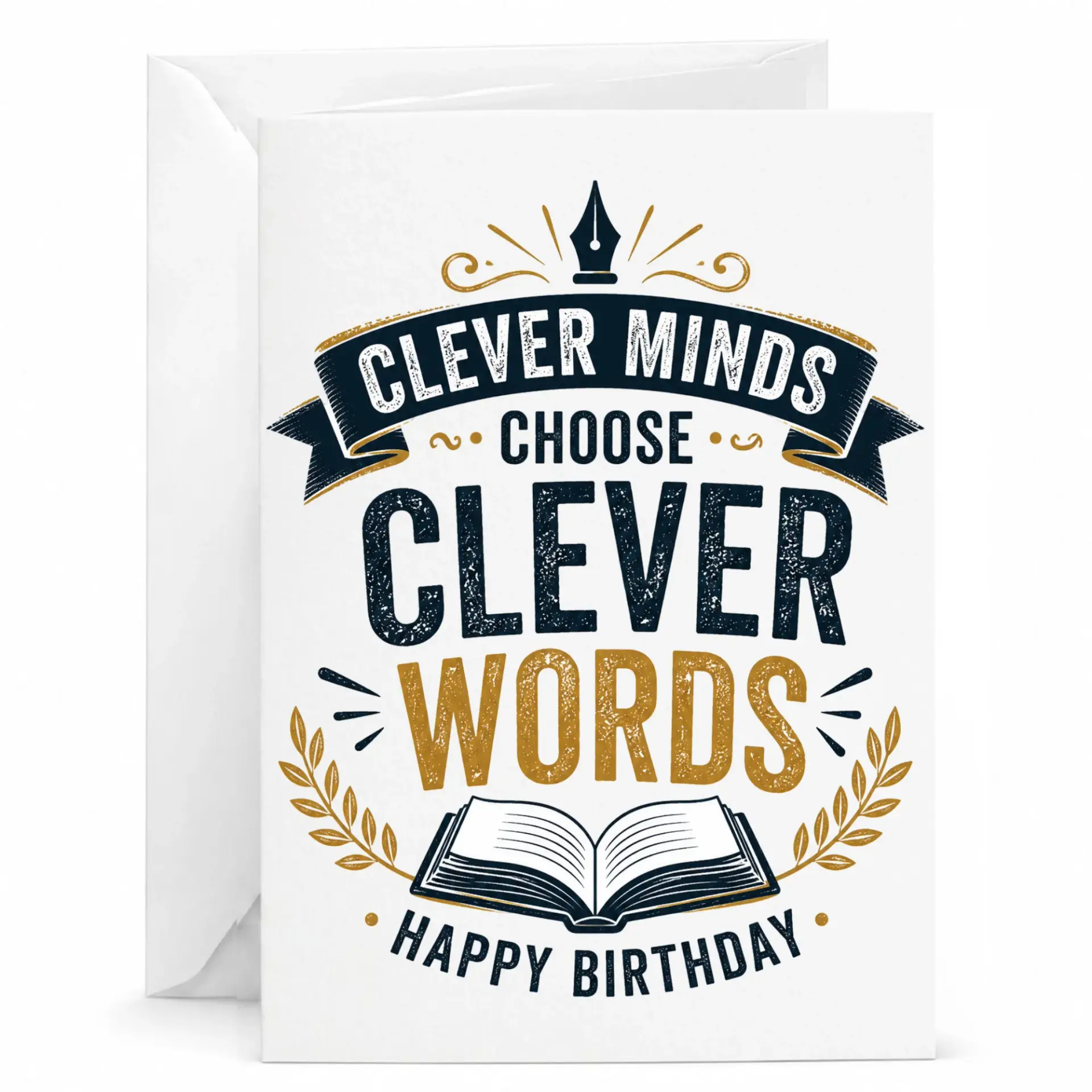 Birthday Card Minds Choose Words Typography Greeting for Intellectuals Book Lovers and Readers