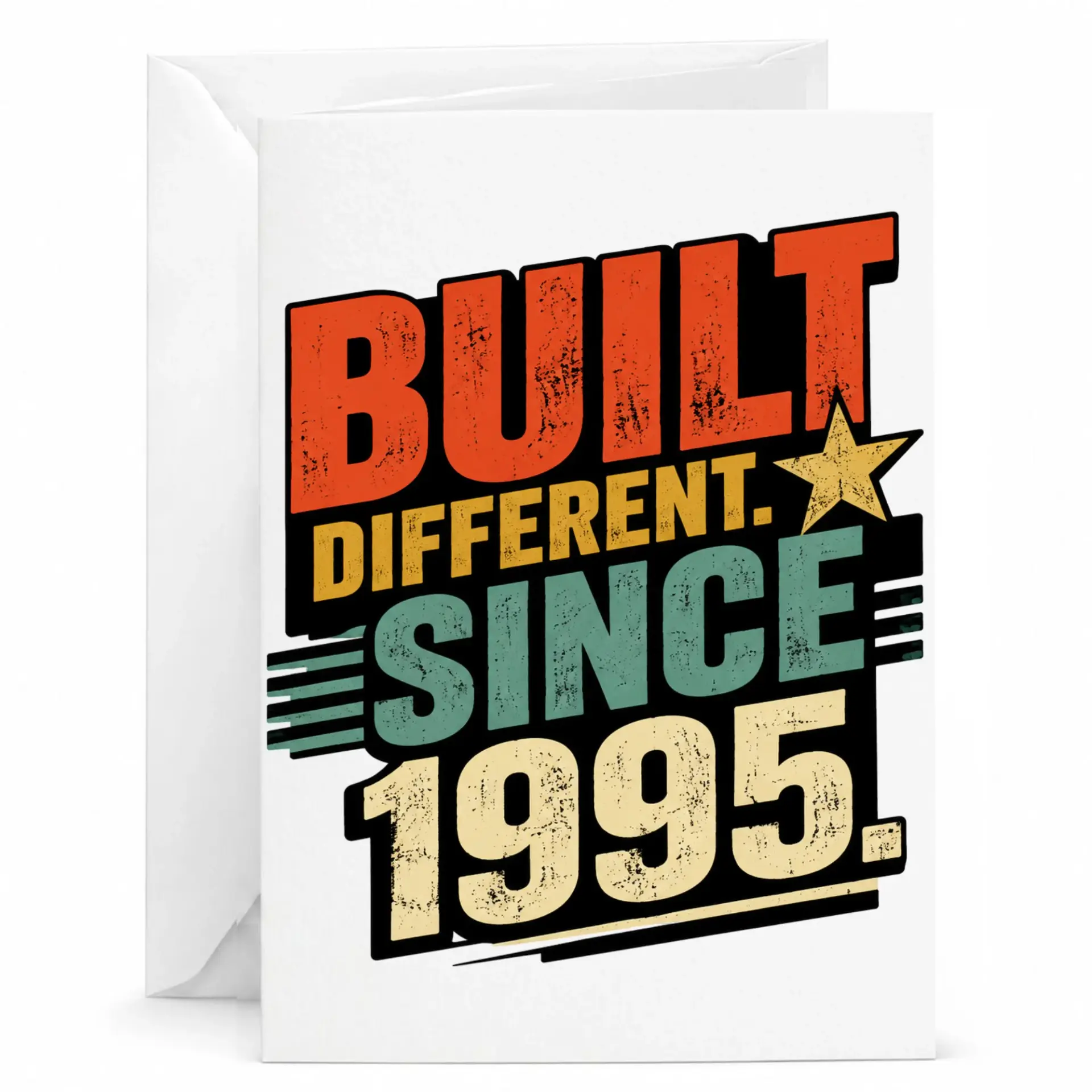 Greeting Card Built Different Since 1995 Vintage Style Birthday Milestone Message Note for Friends and Loved Ones