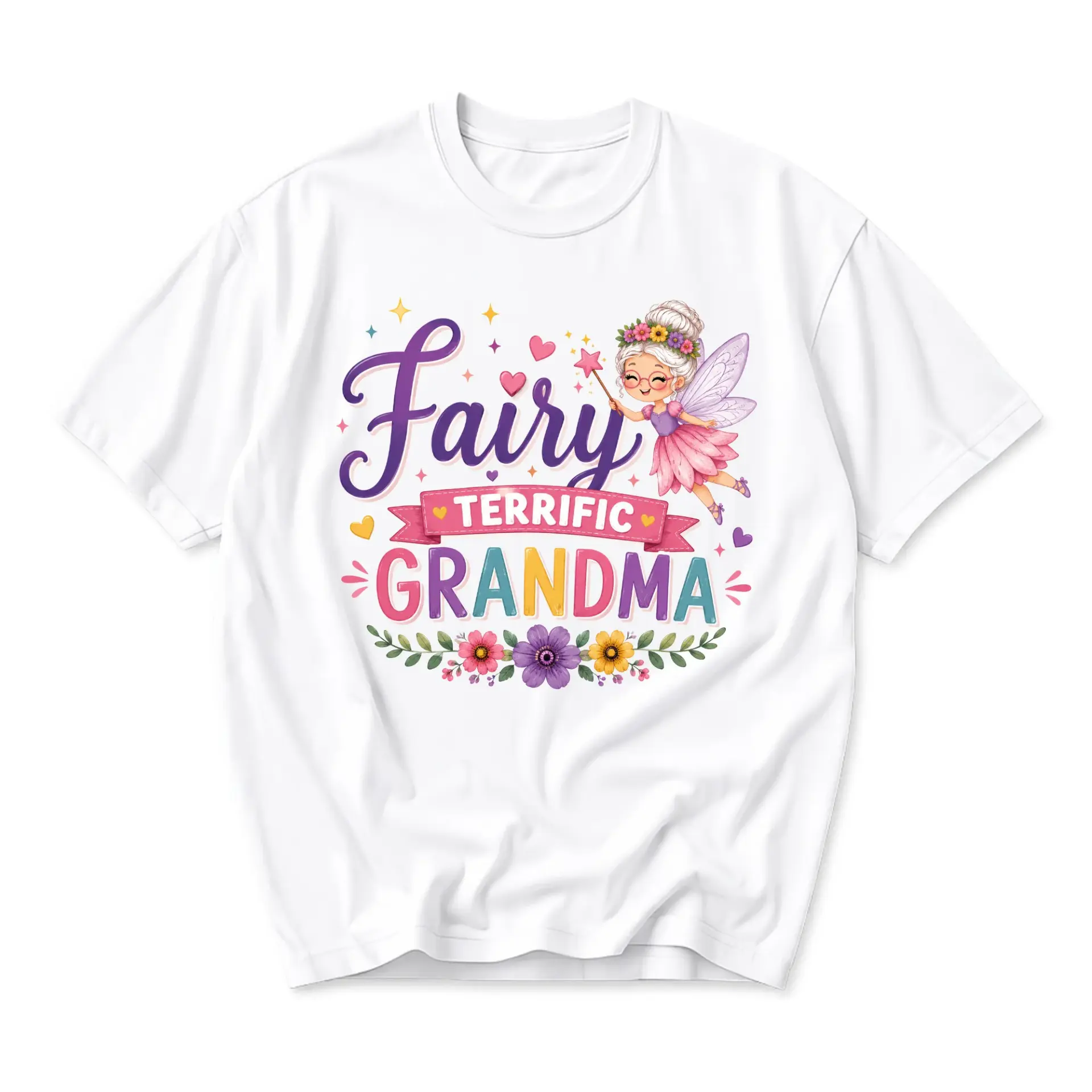 Funny Shirt Fairy Terrific Grandma Graphic Tee Women Casual Top Retro