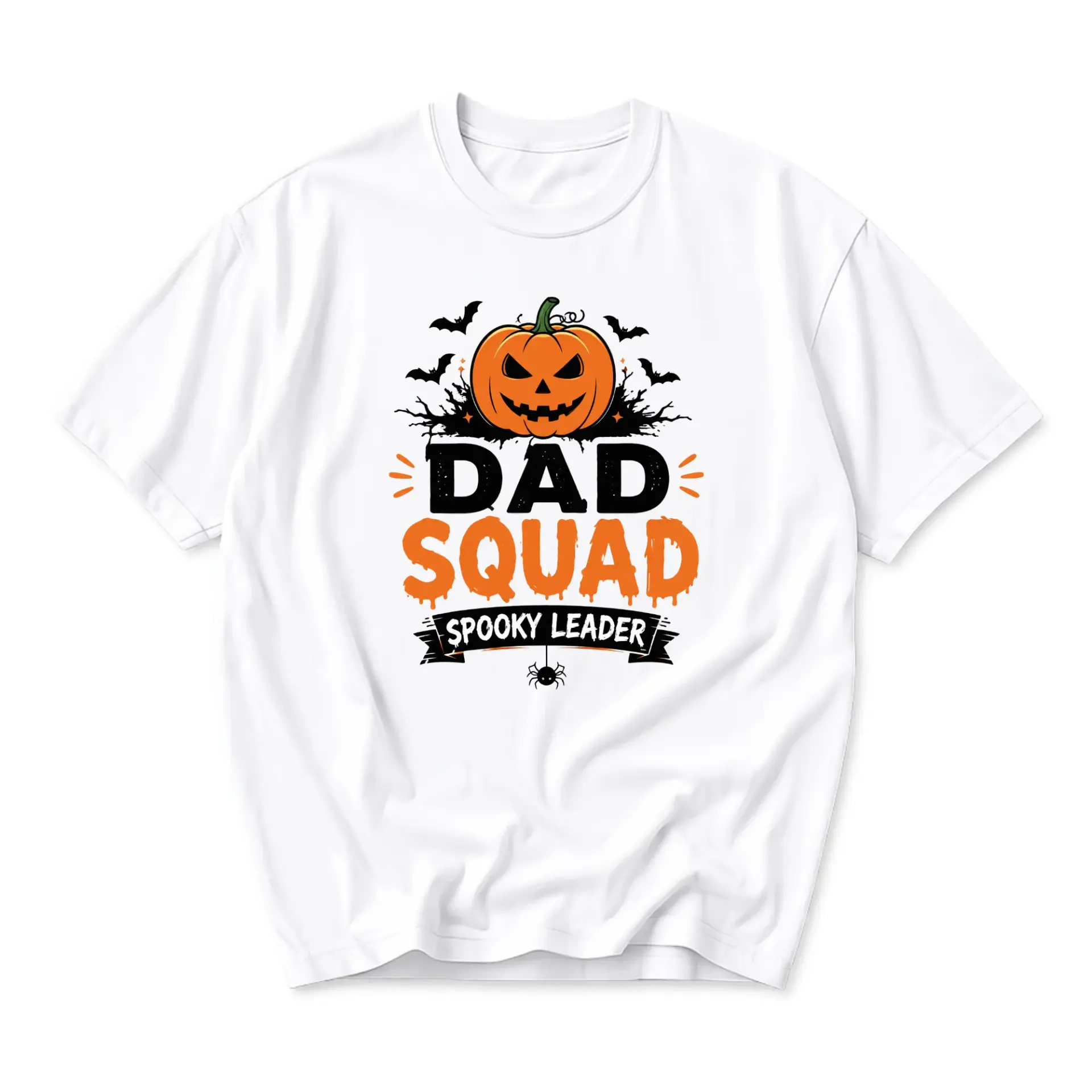 Funny Shirt Dad Squad Spooky Leader Halloween Graphic Tee for Men Unisex Casual Soft Crew Neck Cotton Blend Top