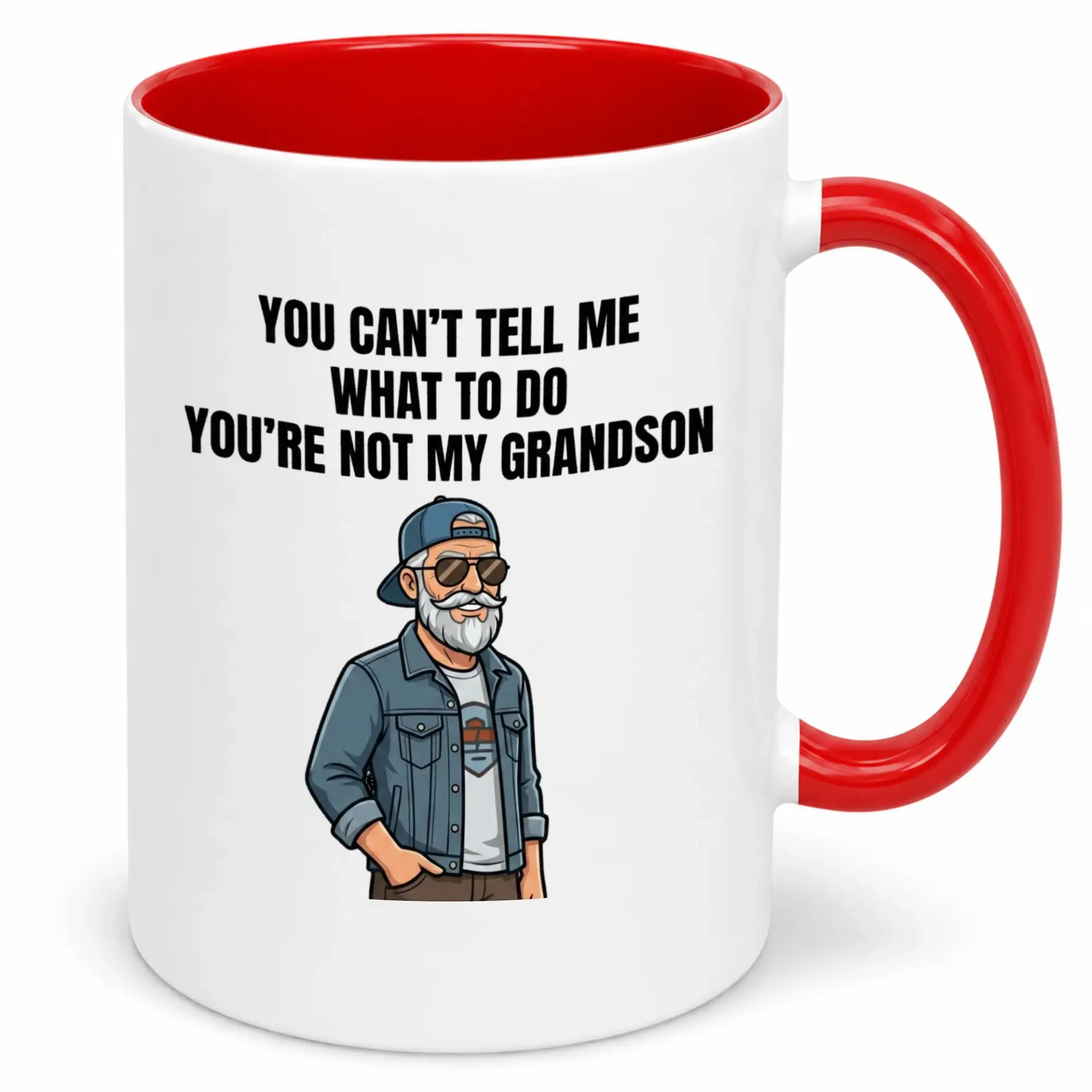 Funny Grandfather Coffee Mug for Men - Humorous Ceramic Cup with 'you Can't Tell Me What to Do You're Not My Grandson' Print