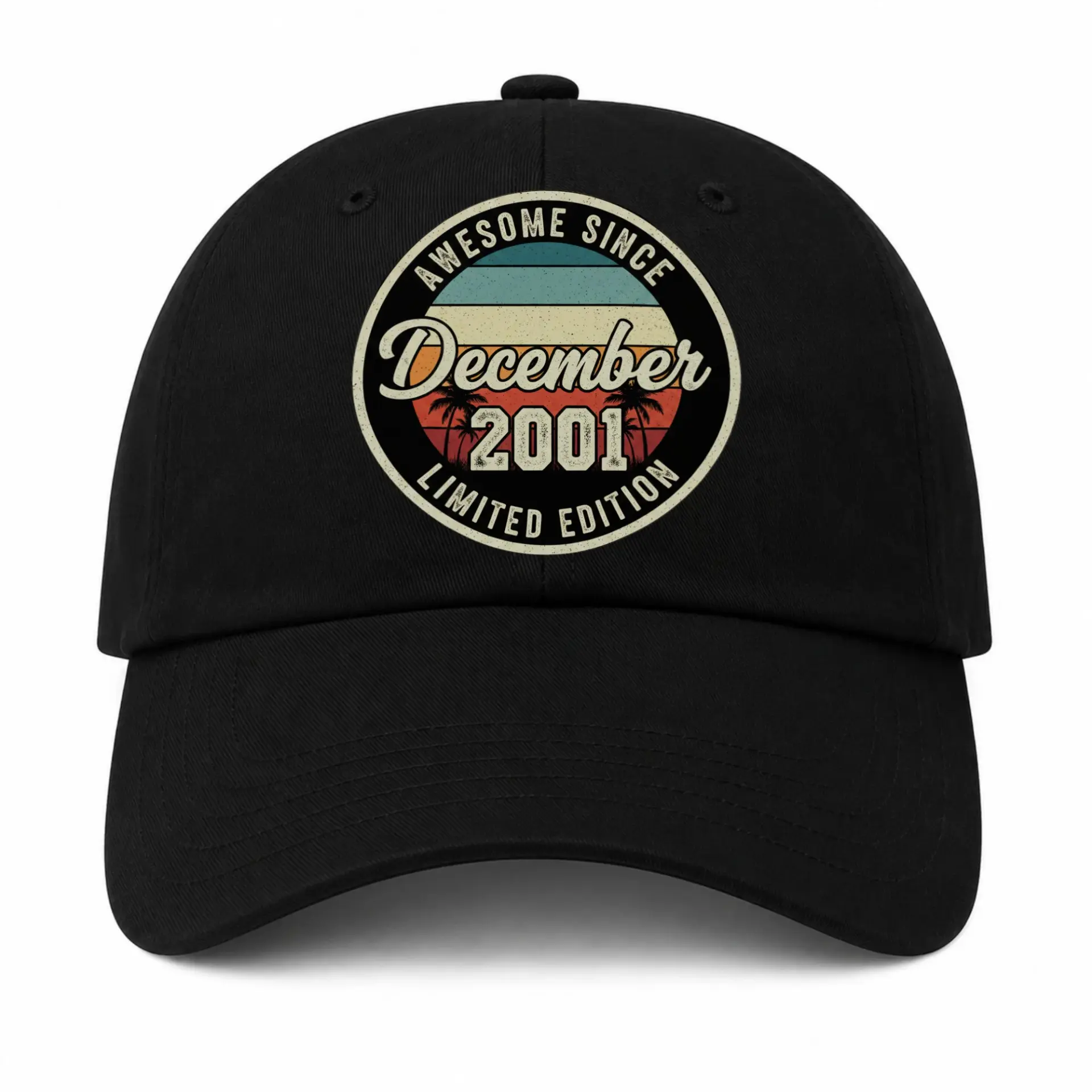 Baseball Cap Awesome Since December 2001 Retro Sunset Graphic Hat