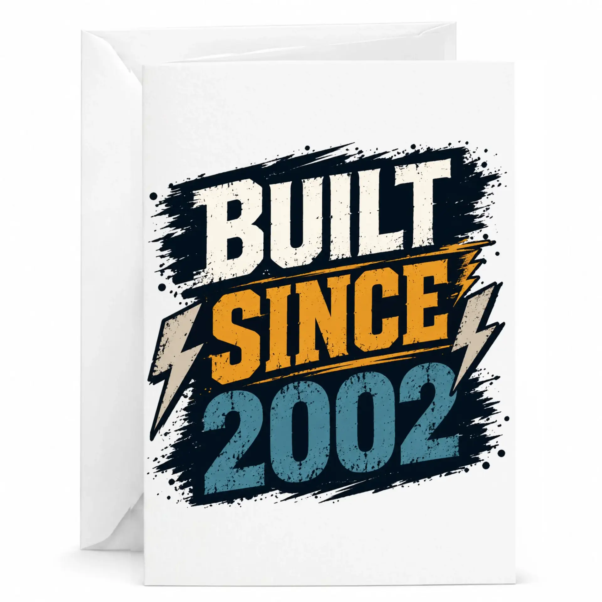 Birthday Card Built Since 2002 Vintage Style Greeting Card with White Envelope for Milestone Birthday Celebrations
