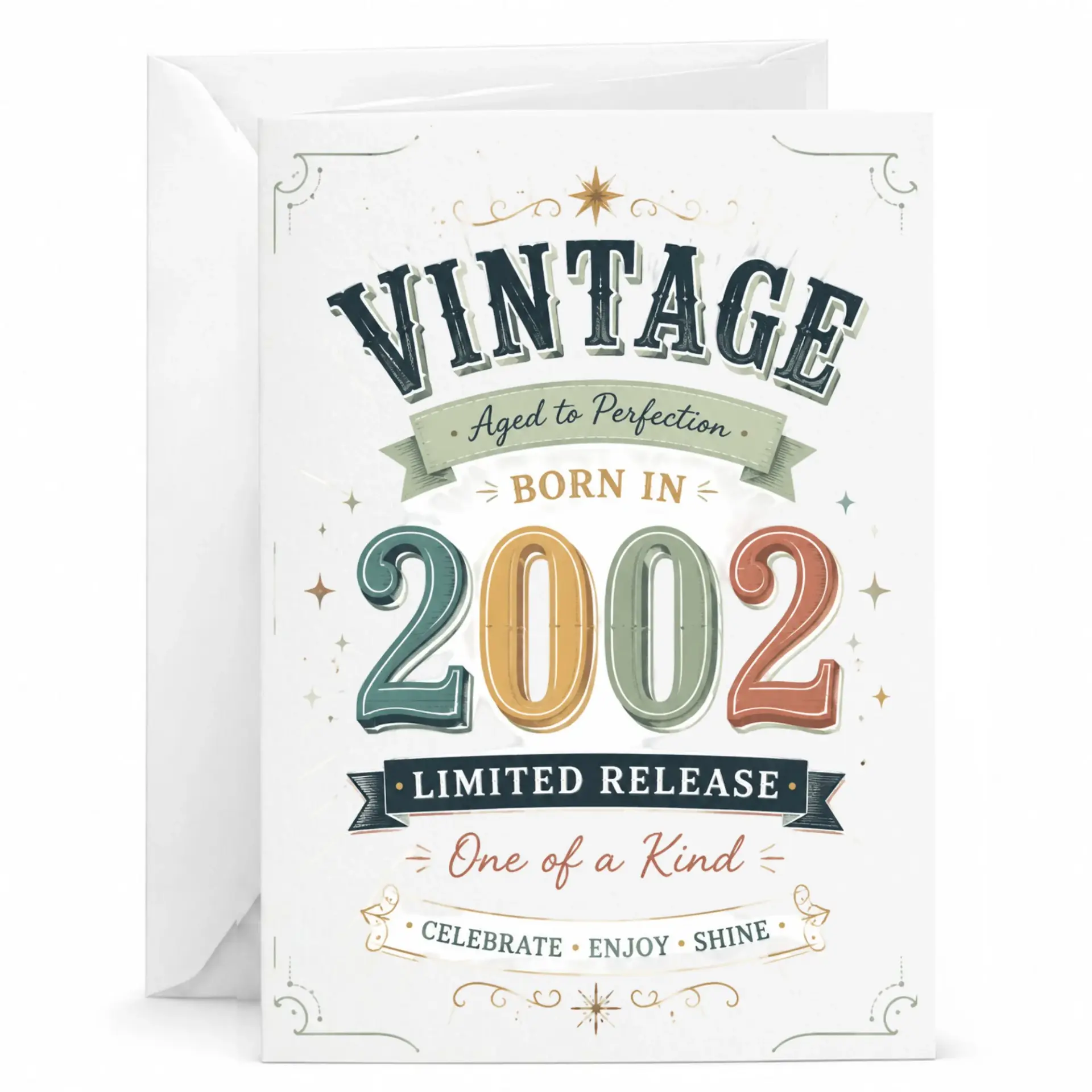Birthday Card Vintage Aged to Perfection Born in 2002 Limited Release Greeting Card with Matching White Envelope