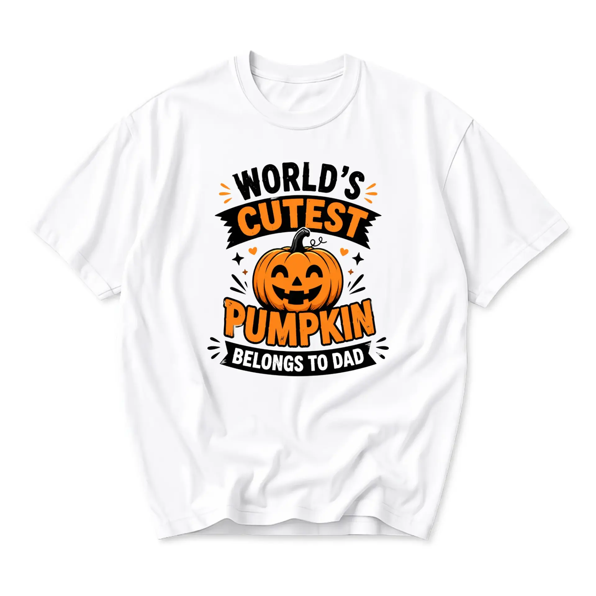 T-shirt World's Cutest Pumpkin Belongs to Dad Graphic Tee Funny Fall Autumn Holiday Unisex Crew Neck Casual Top