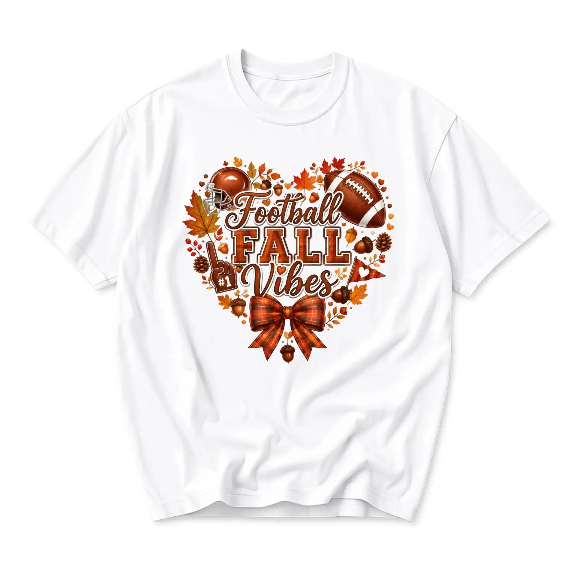 Graphic Tee Football Fall Vibes Shirt Seasonal Autumn Sports Apparel for Men and Women Casual Crew Neck Graphic Printed