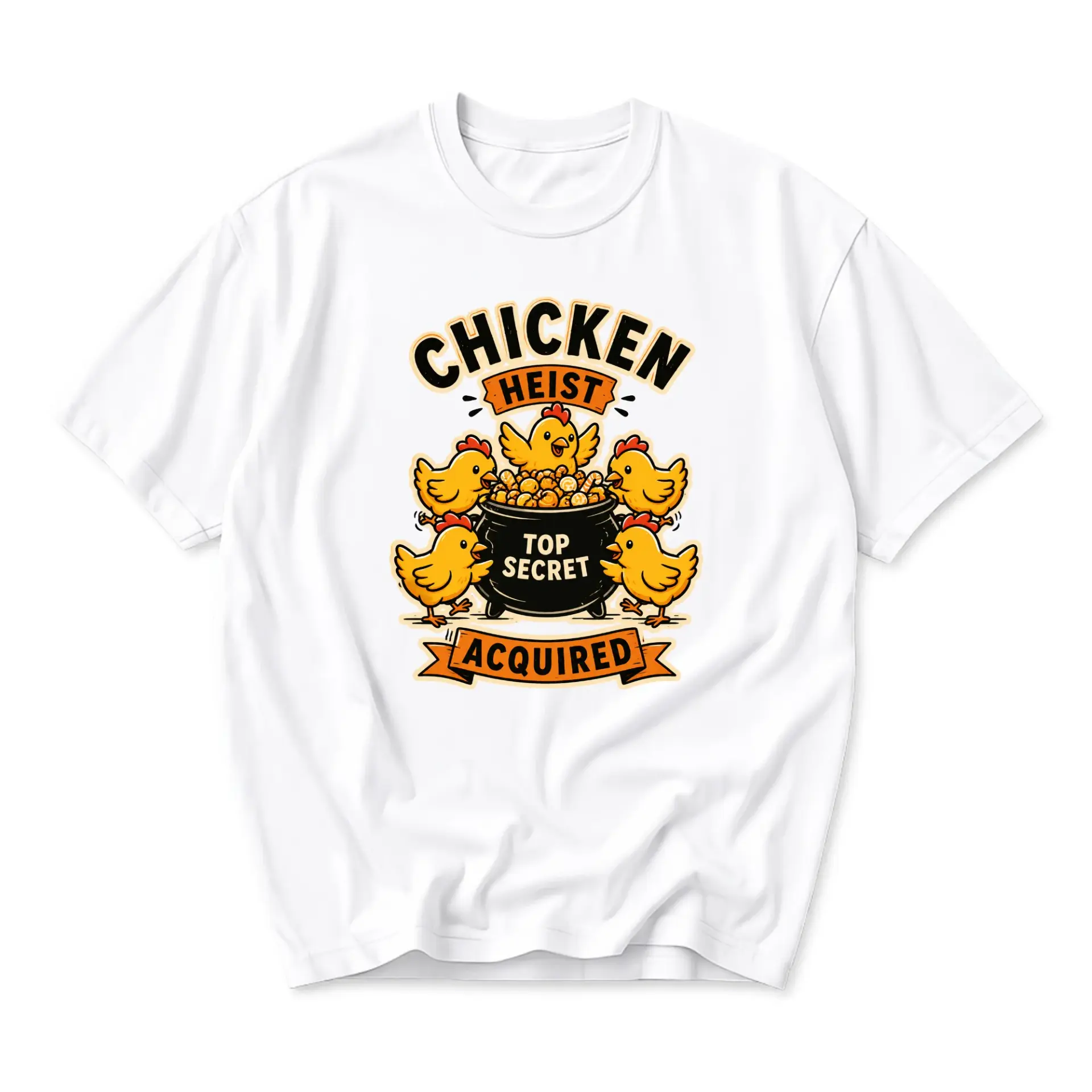 Funny Shirt Chicken Heist Top Secret Acquired Graphic Tee Unisex Casual Cotton Crew Neck Short Sleeve Print Top