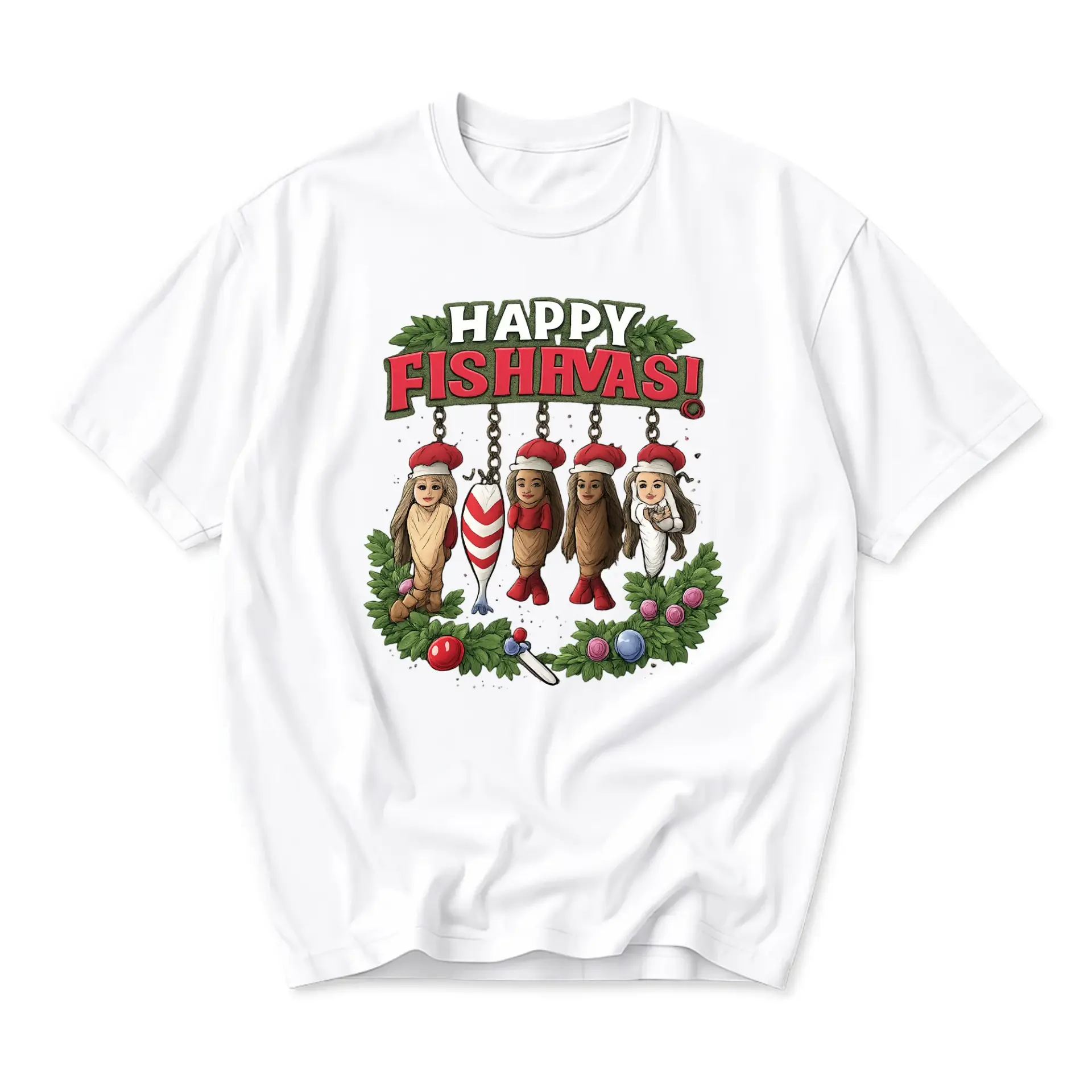 Funny Shirt Happy Fishavas Graphic Tee Unisex Crew Neck Casual Holiday