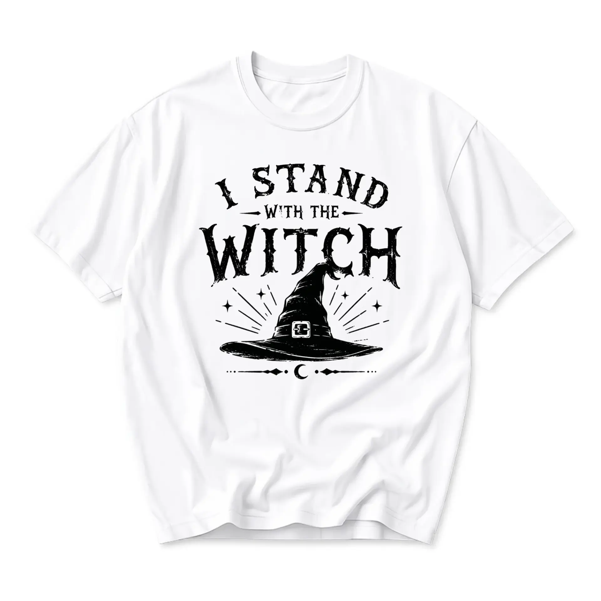 Graphic Tee I Stand with the Witch Spooky Season Unisex Short Sleeve Shirt Comfortable Casual Cotton Crewneck Top