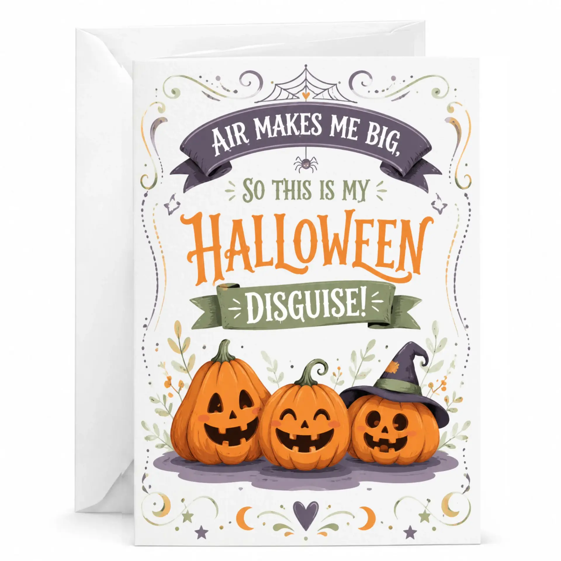 Funny Halloween Greeting Card with Cute Pumpkin Illustration and Playful Text for Seasonal Holiday Greetings 5x7 Inch