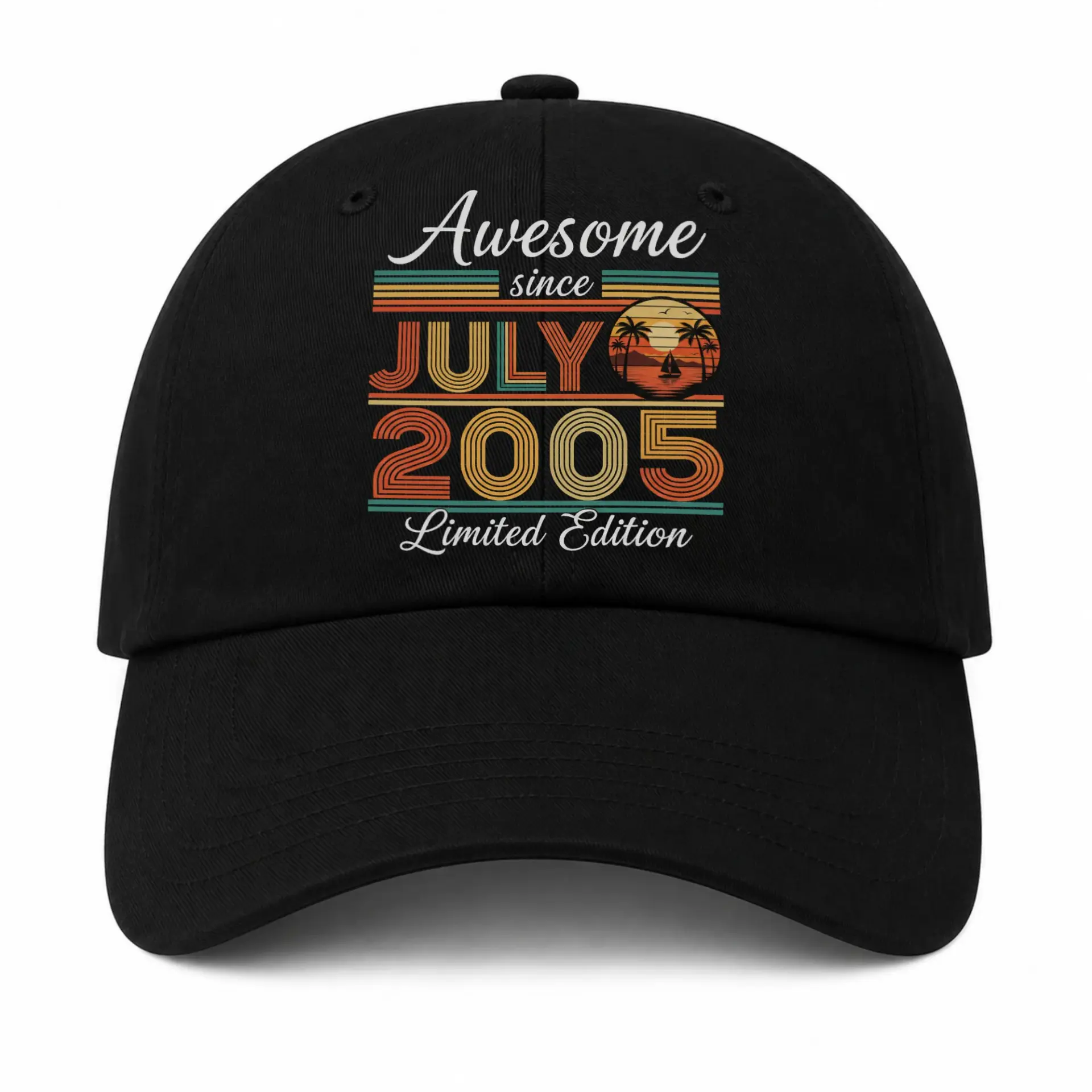 Baseball Cap Awesome Since July 2005 Retro Sunset Graphic Dad Hat