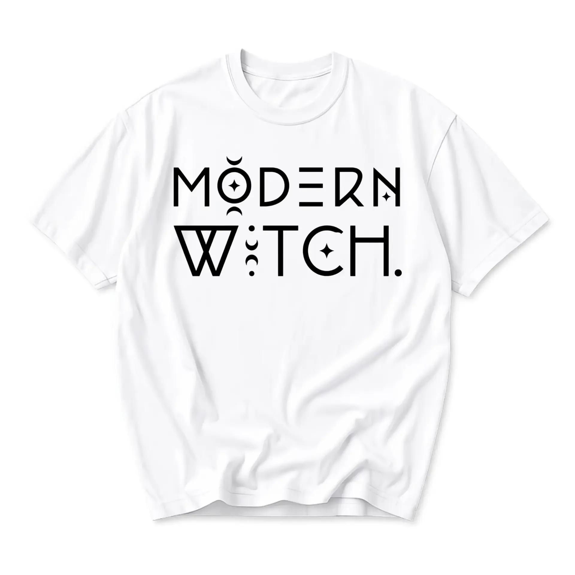 Graphic Tee Modern Witch Unisex Crew Neck Short Sleeve Shirt Aesthetic Spiritual Celestial Design Casual Cotton Apparel