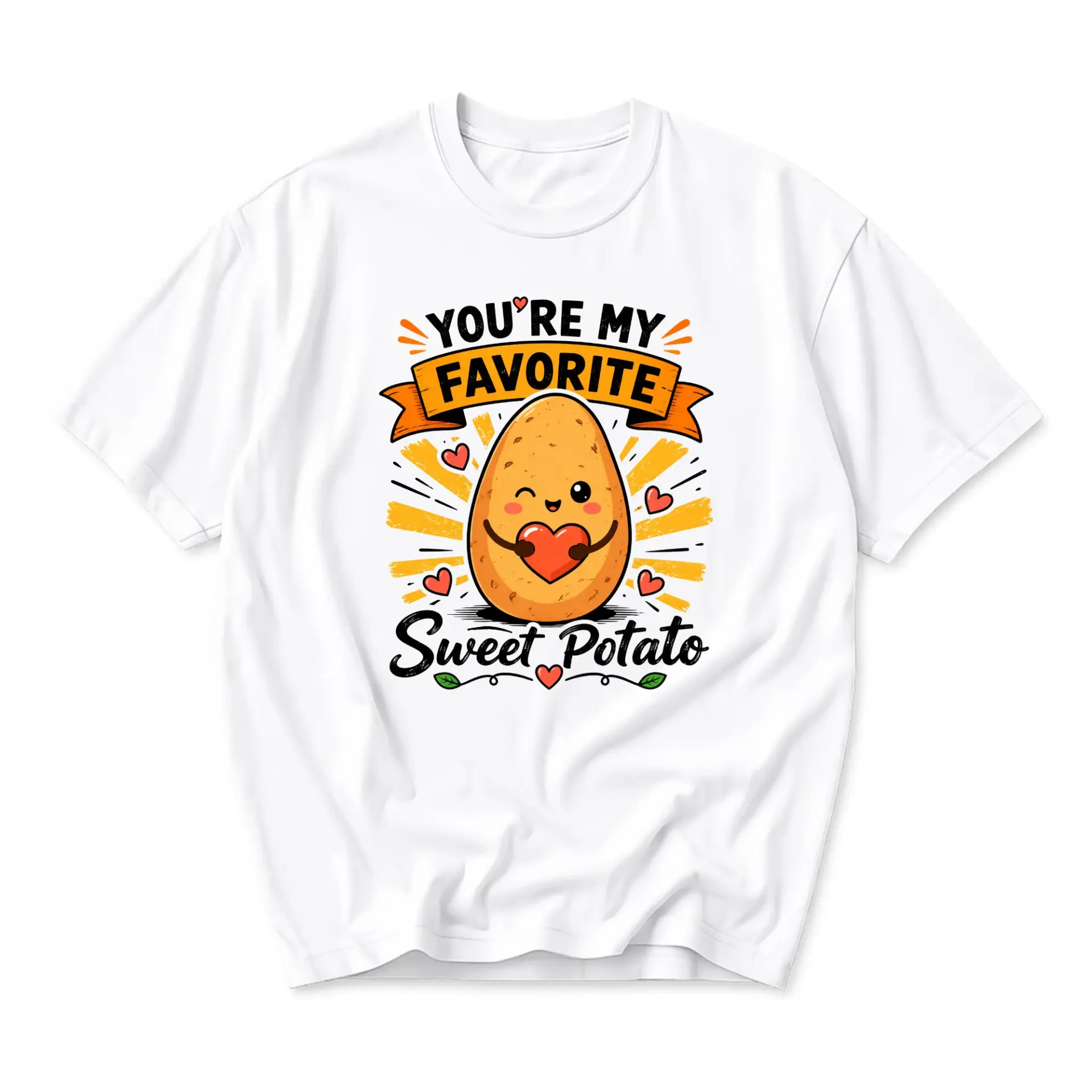 Graphic Tee You Are My Favorite Sweet Potato Funny Food Pun Unisex Crew Neck Casual Short Sleeve Cotton Blend T-Shirt