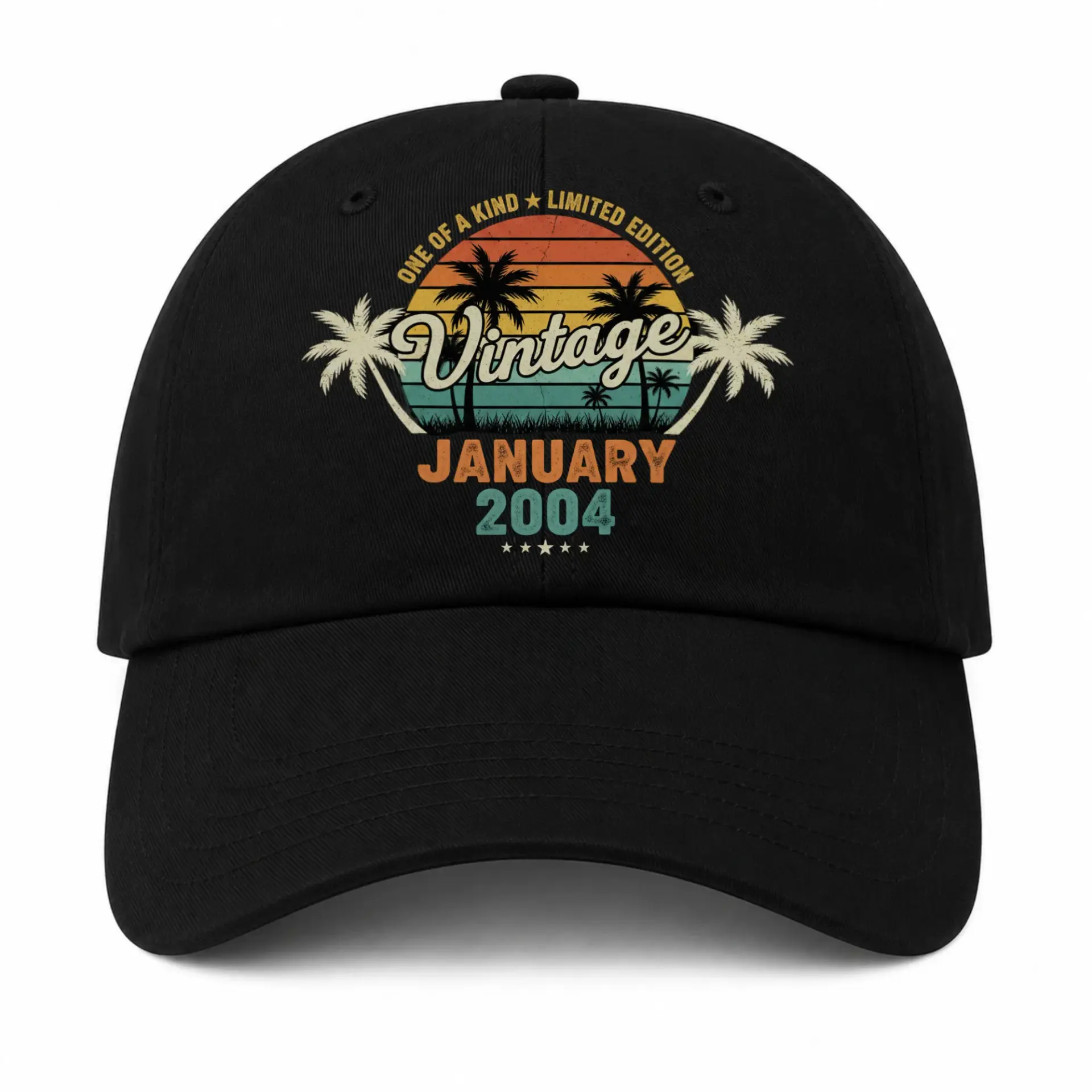 Vinyl Sticker Pack Vintage January 2004 Retro Sunset Palm Tree Decals for Laptops Water Bottles and Journals 3 Pieces
