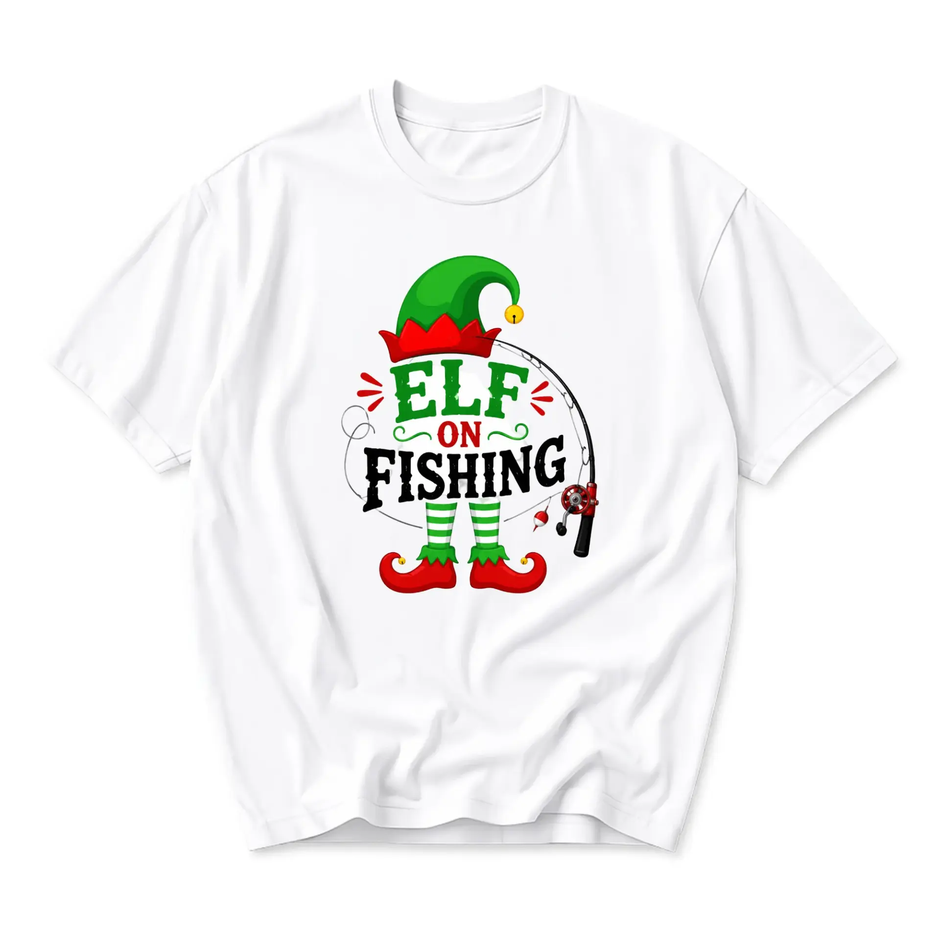 Funny Shirt on Fishing Graphic Tee Unisex Holiday Crew Neck Short Sleeve