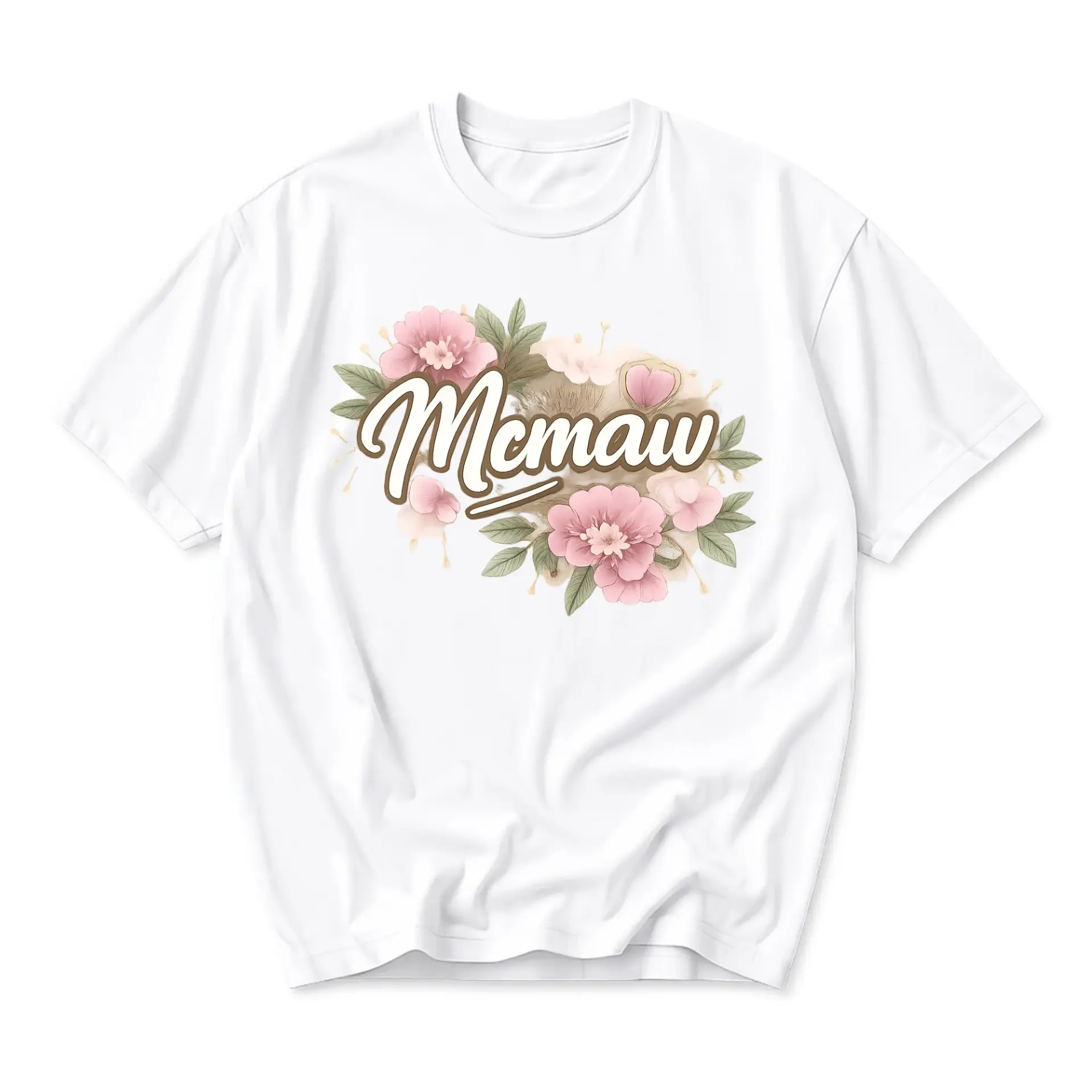 Graphic Tee Mcmaw Floral Design Casual Unisex Crew Neck Shirt Comfortable Cotton Blend Everyday Apparel Fashion Top