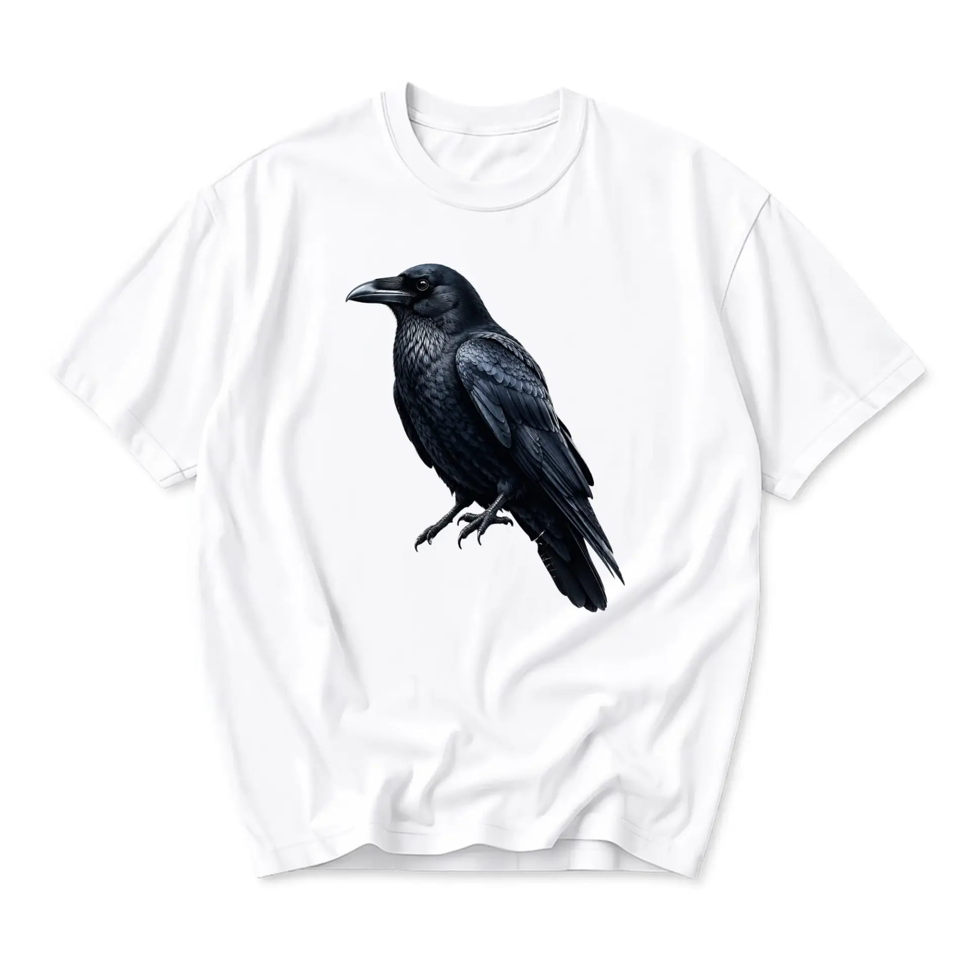 Graphic Tee Raven Art Shirt Unisex Crew Neck Cotton Blend Casual Top for Everyday Wear and Unique Nature Style Outfits