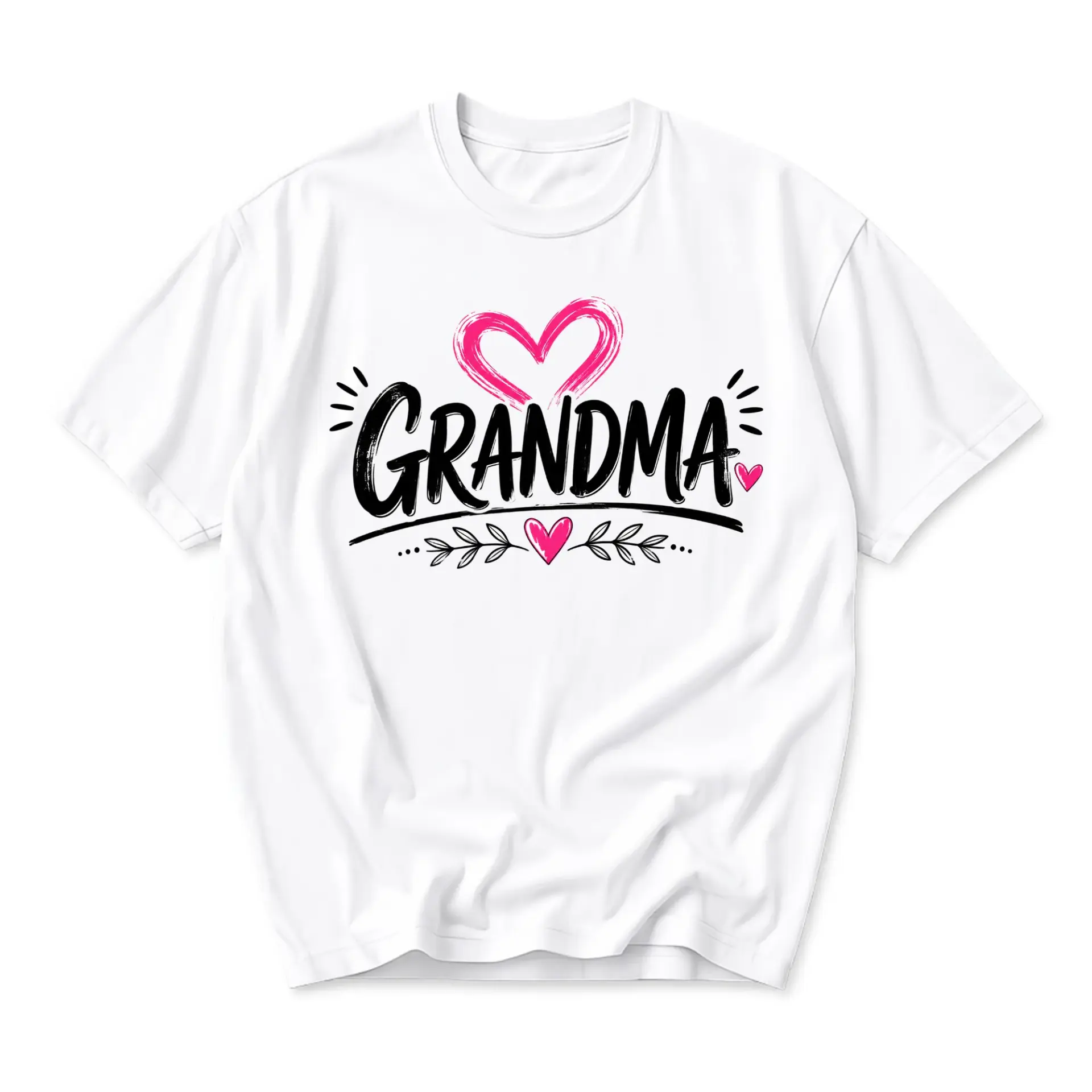 Graphic Tee Grandma Heart Floral Design Unisex Cotton Crew Neck Casual Everyday Shirt for Comfortable Fashionable Wear